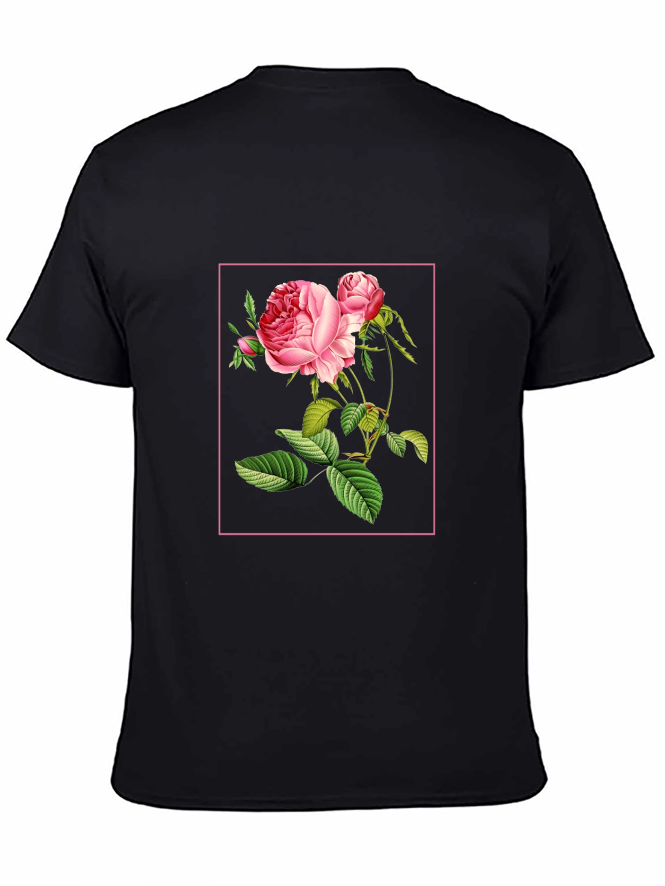 Floral Rose Graphic Print Black T-Shirt