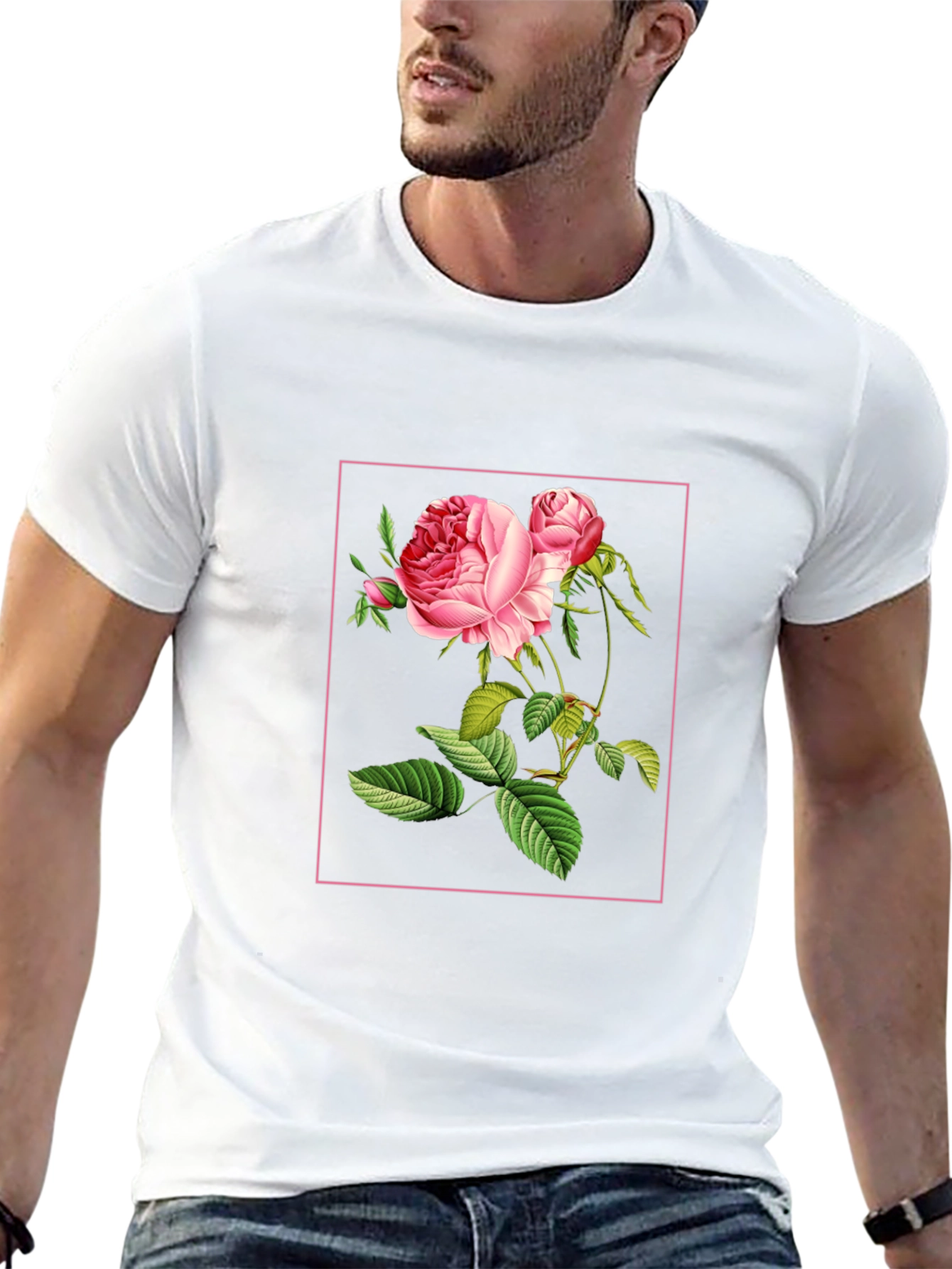 Floral Rose Graphic Print Black T-Shirt