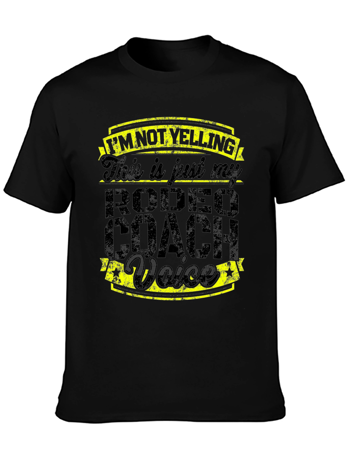 Rodeo Coach Voice Graphic Tee - Funny Black T-Shirt