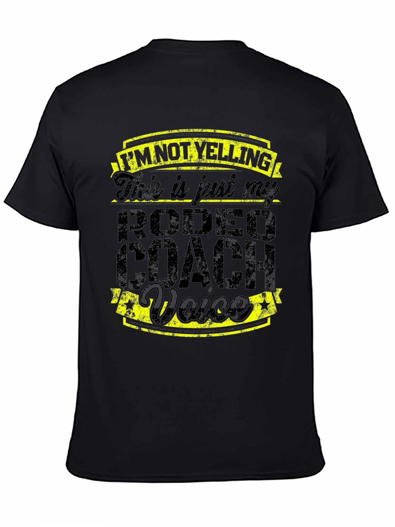 Rodeo Coach Voice Graphic Tee - Funny Black T-Shirt