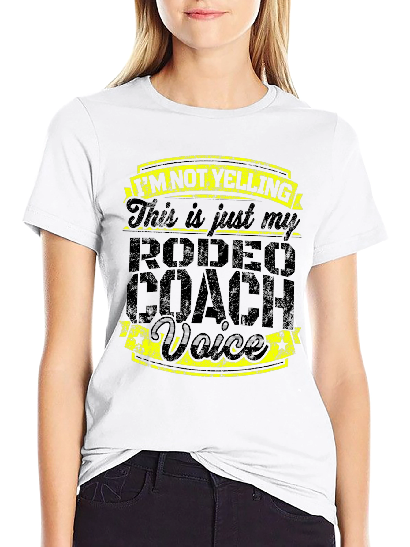 Rodeo Coach Voice Graphic Tee - Funny Black T-Shirt