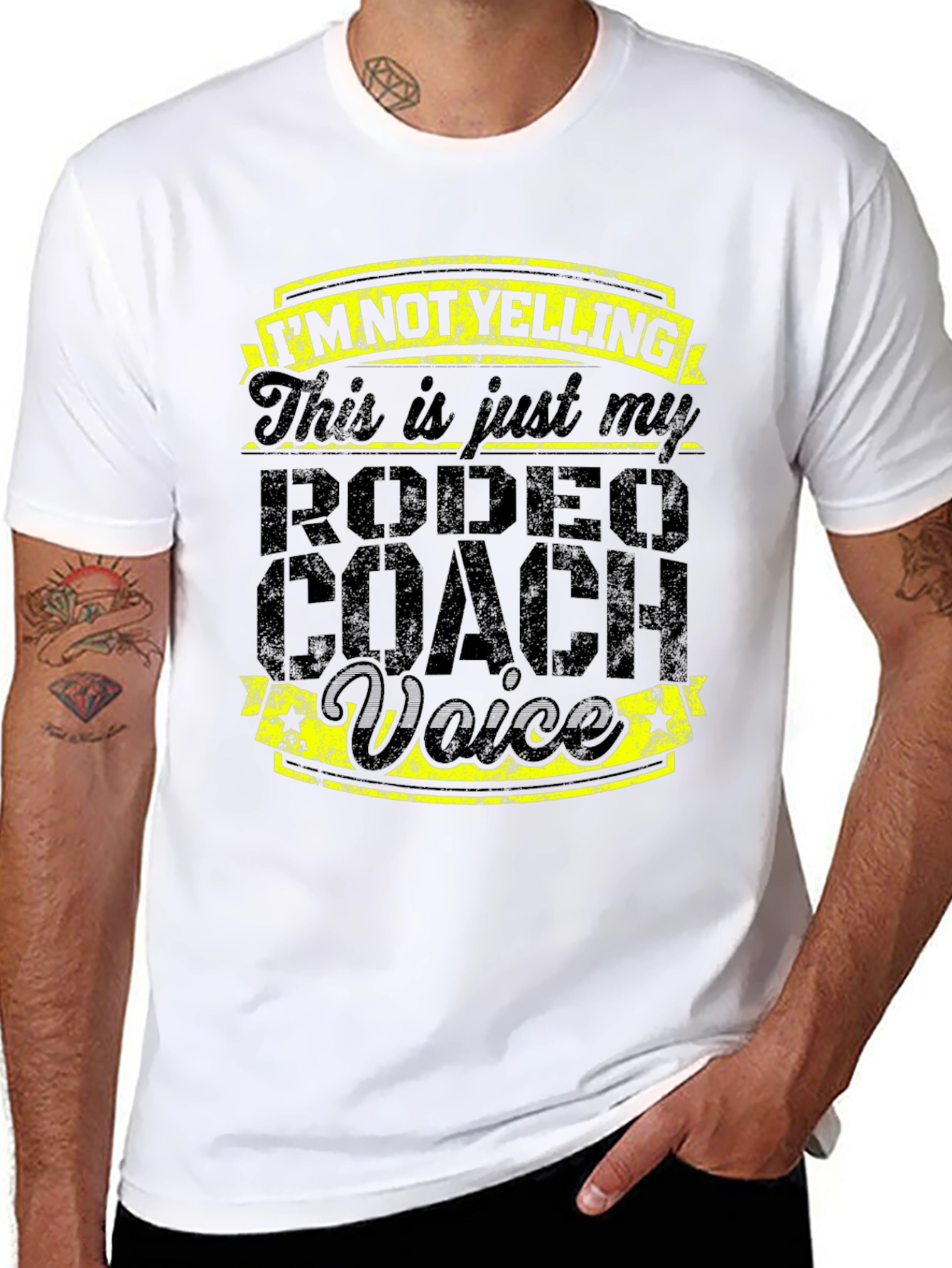 Rodeo Coach Voice Graphic Tee - Funny Black T-Shirt