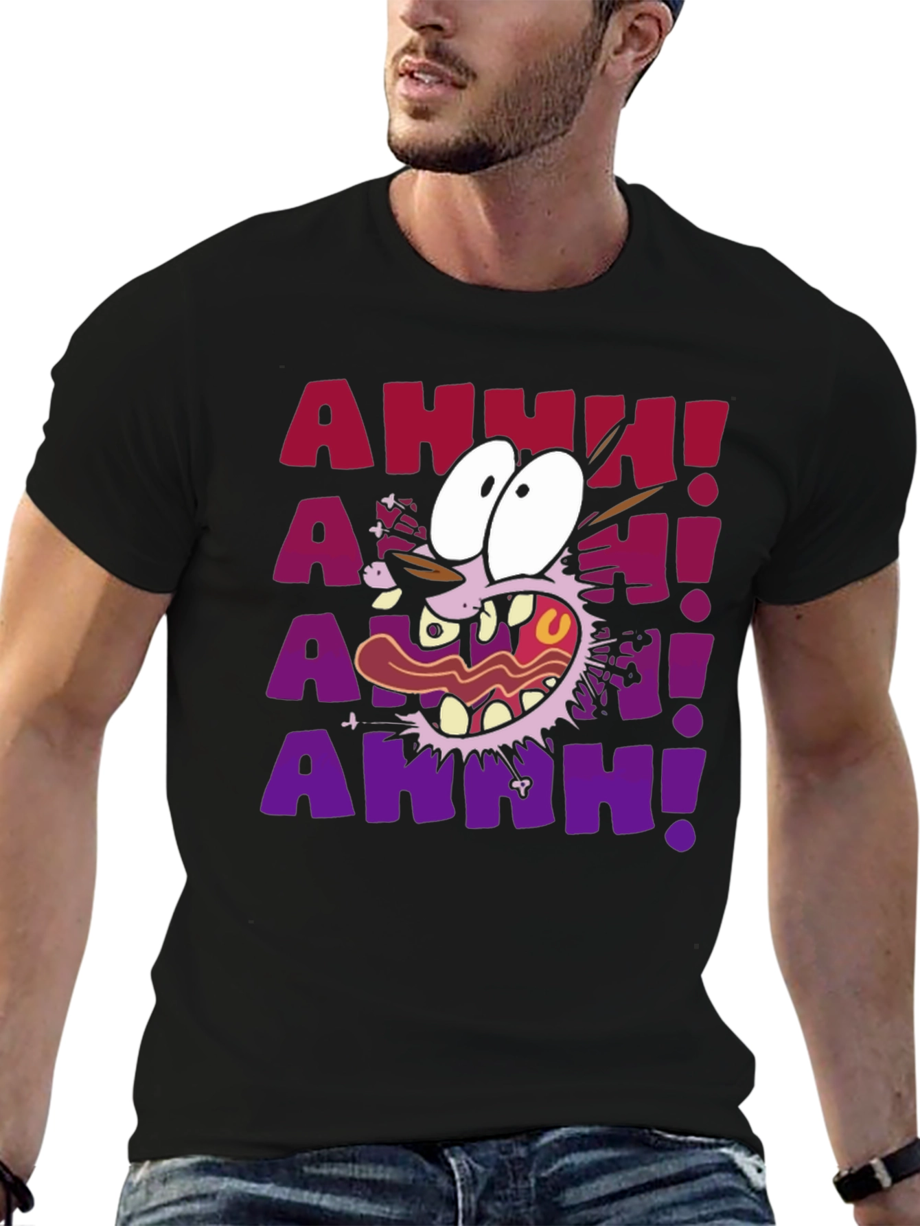 Courage the Cowardly Dog T-Shirt - AAHH! Black Tee