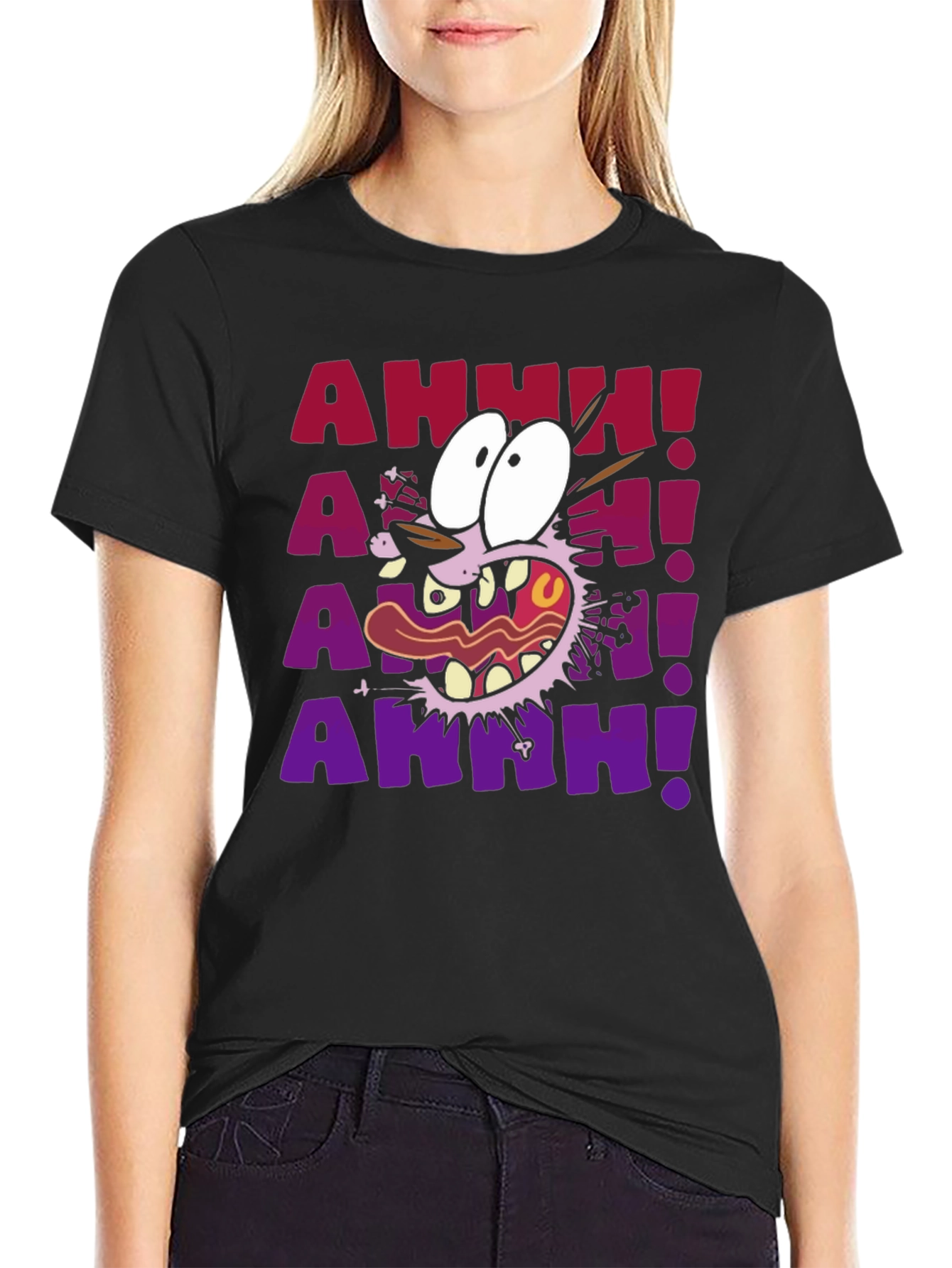 Courage the Cowardly Dog T-Shirt - AAHH! Black Tee