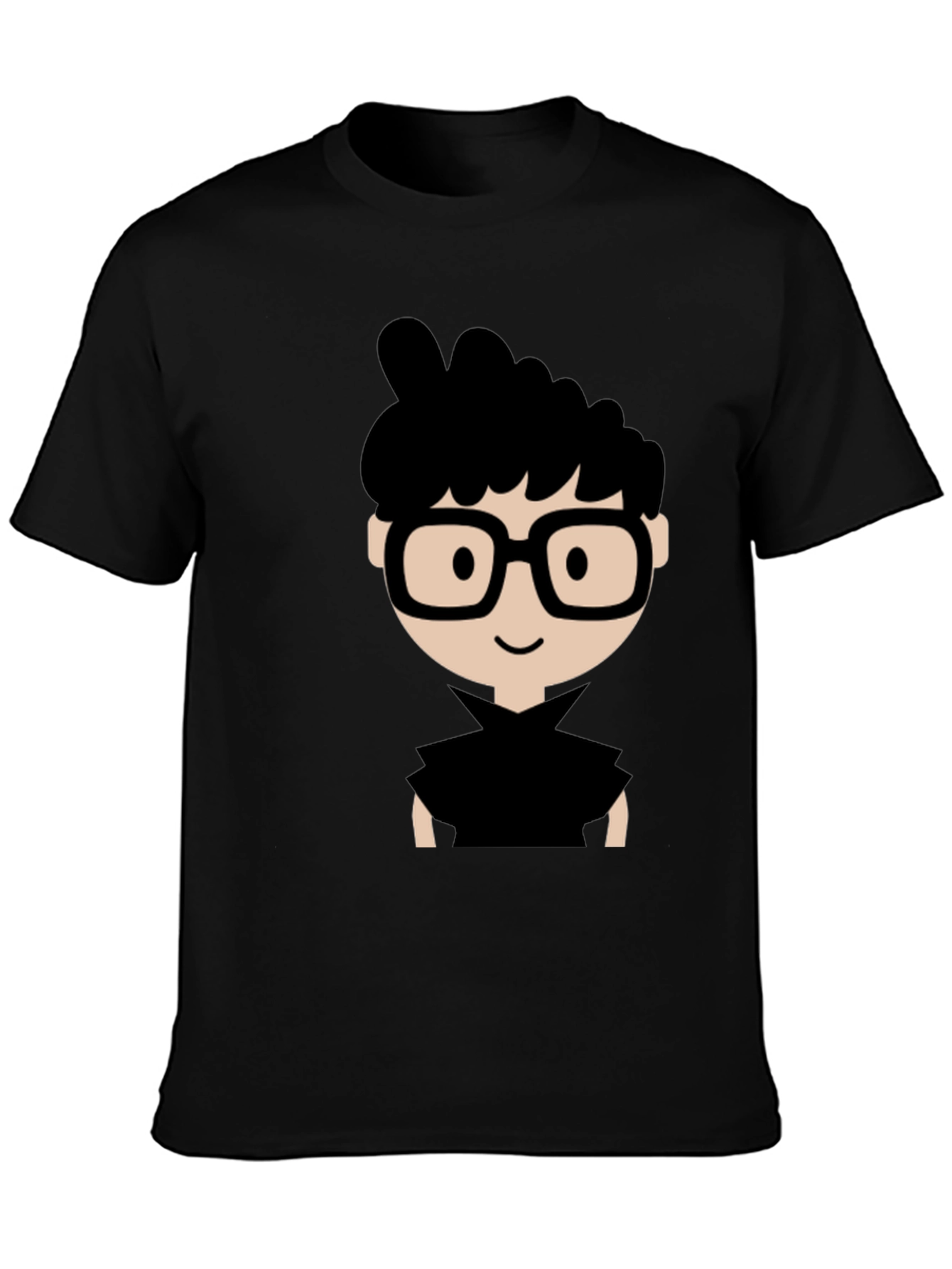 Nerdy Cartoon Graphic Black T-Shirt