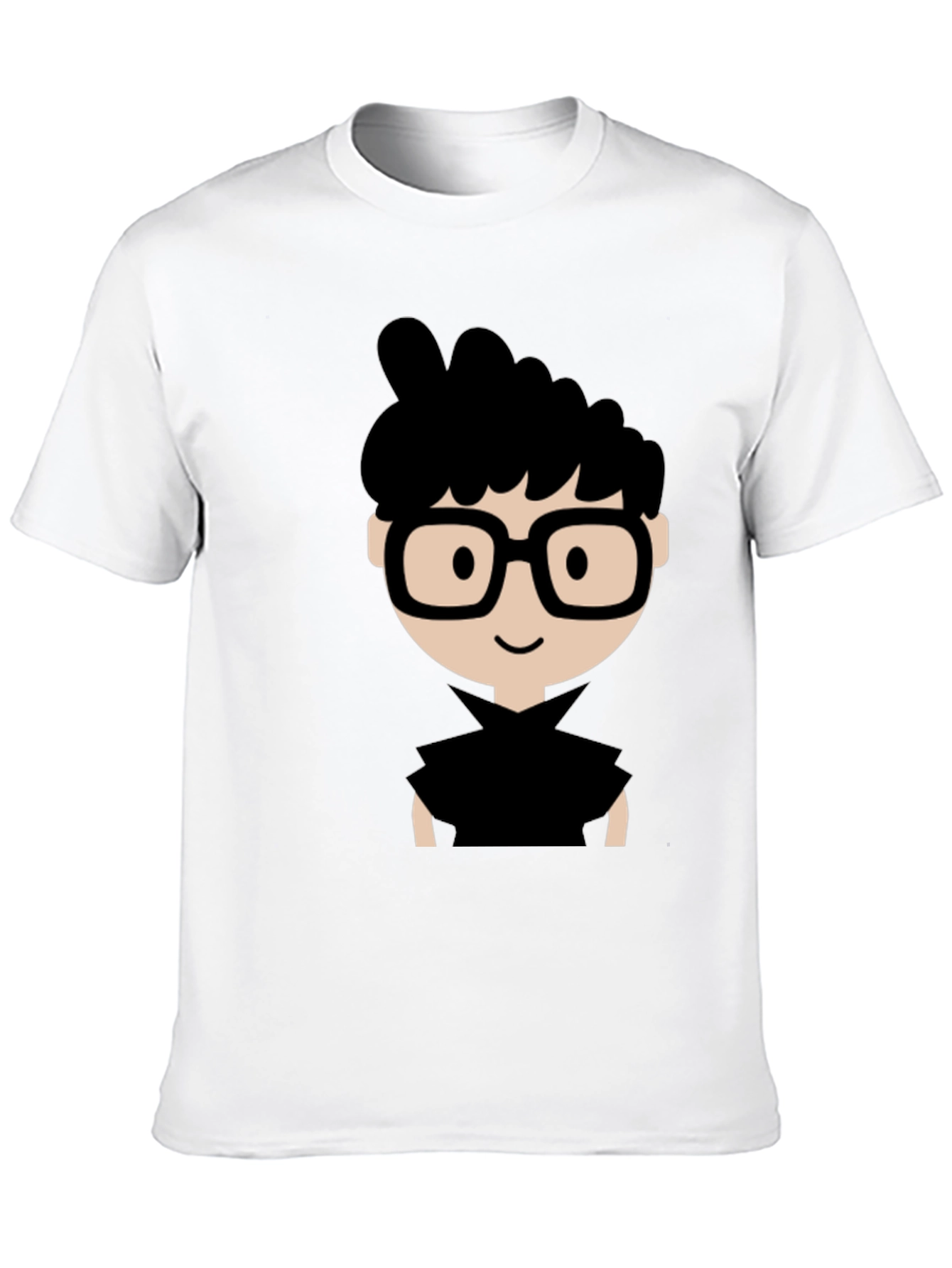 Nerdy Cartoon Graphic Black T-Shirt