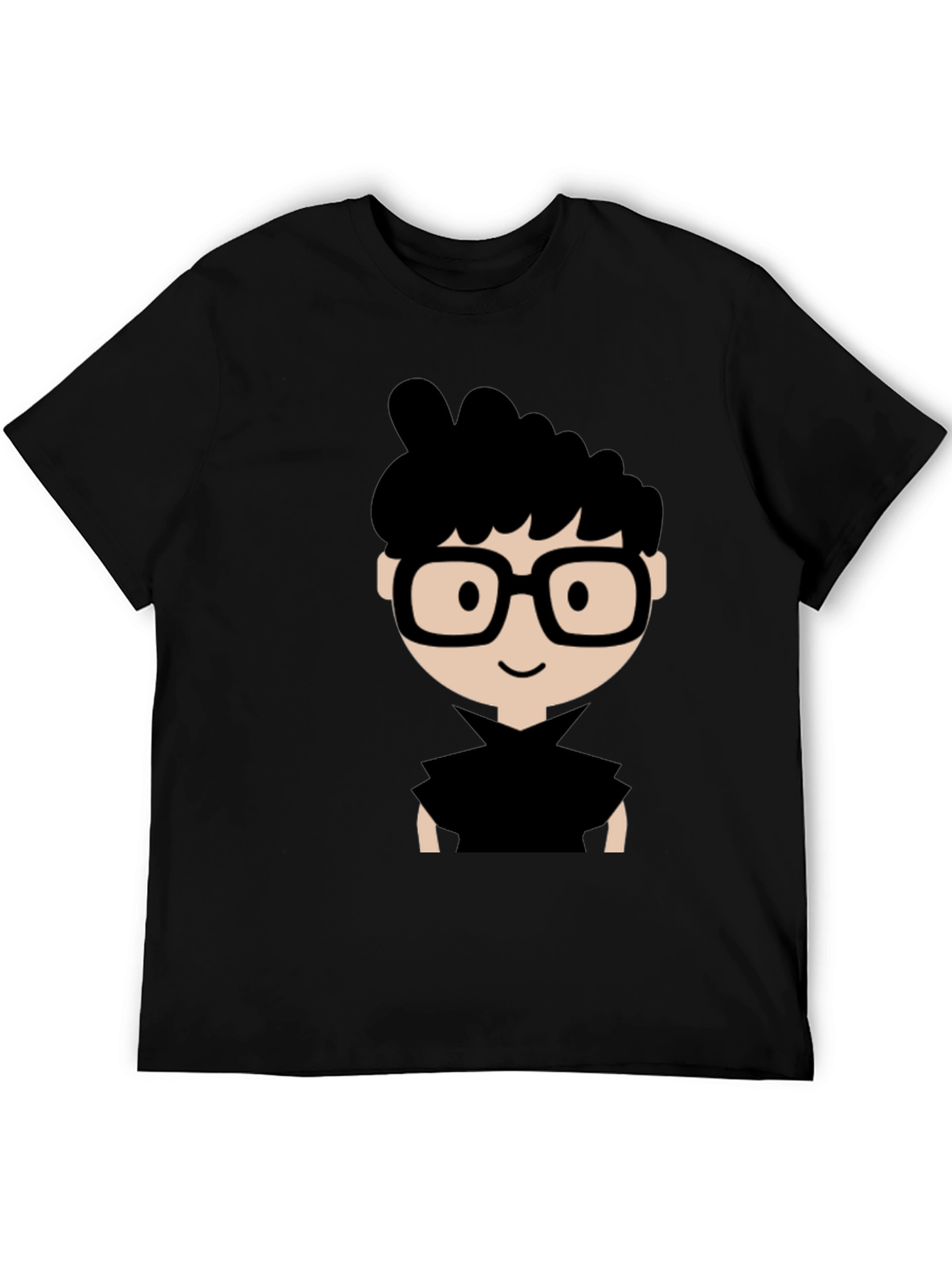 Nerdy Cartoon Graphic Black T-Shirt