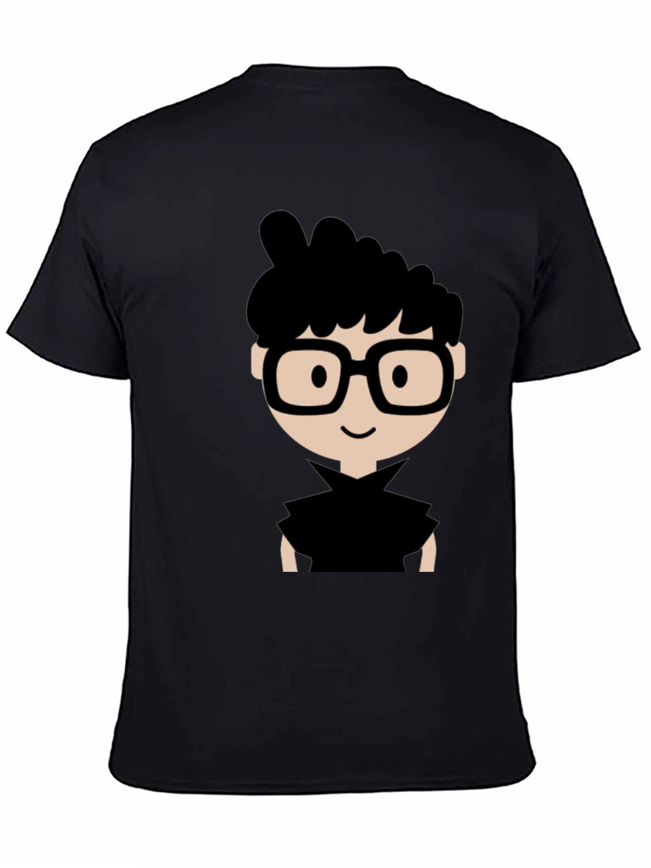 Nerdy Cartoon Graphic Black T-Shirt