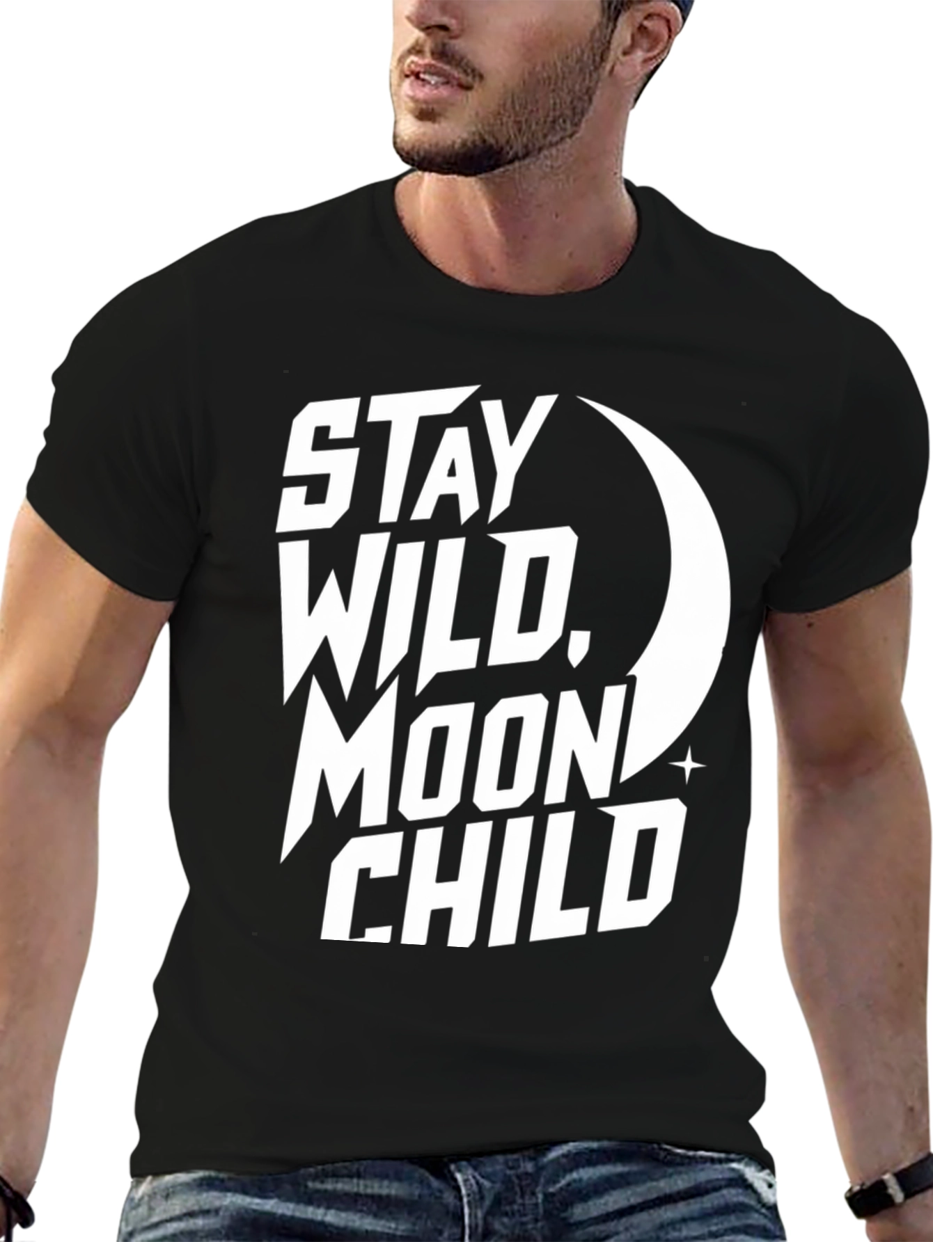 Stay Wild Moon Child Graphic Tee - Black