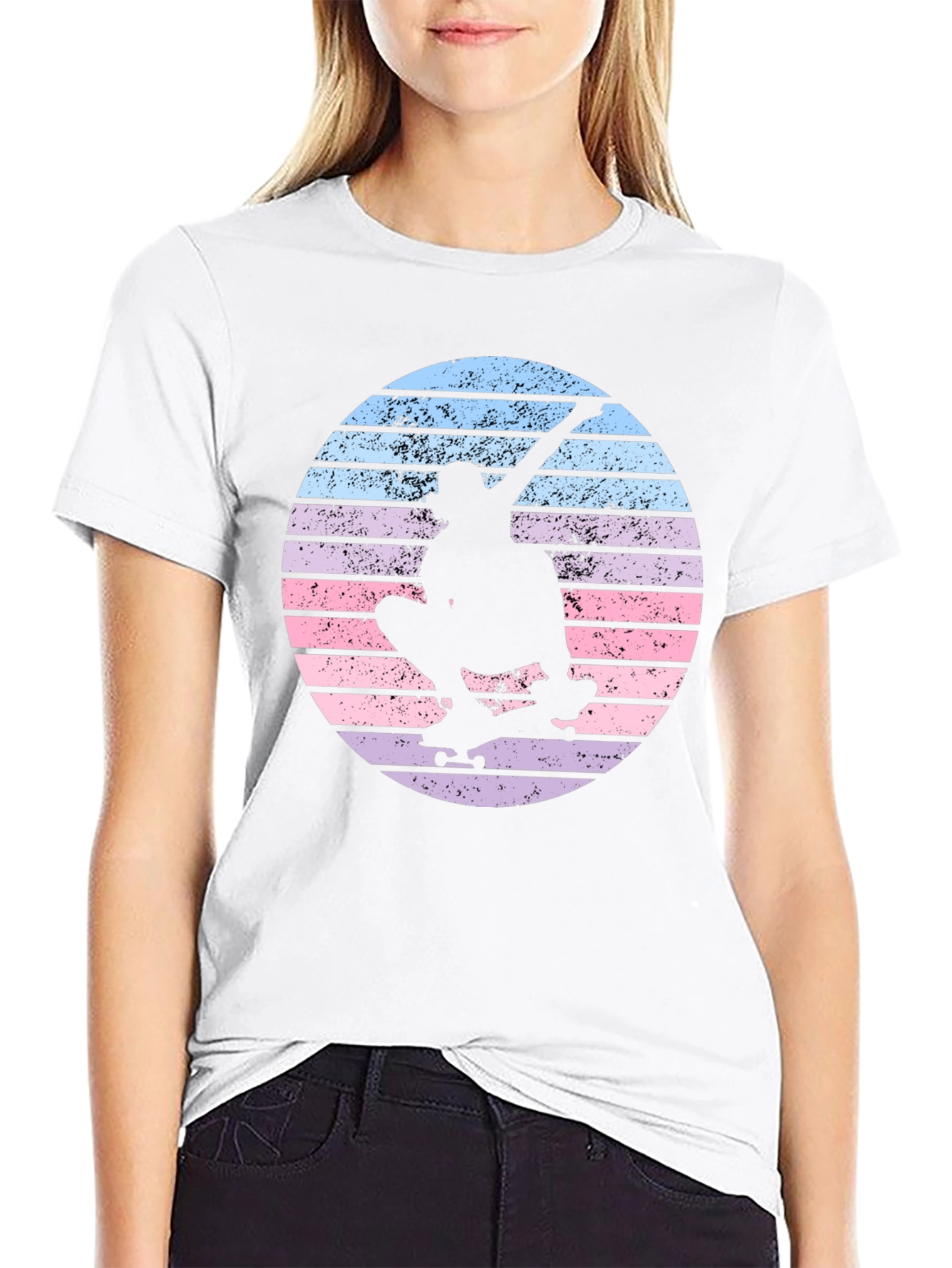 Skateboard Silhouette Tee - Retro Sunset Design