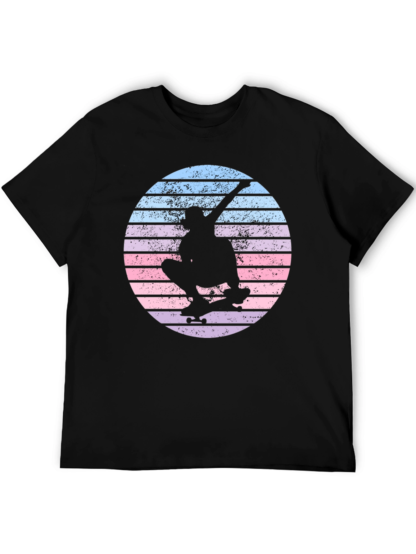 Skateboard Silhouette Tee - Retro Sunset Design