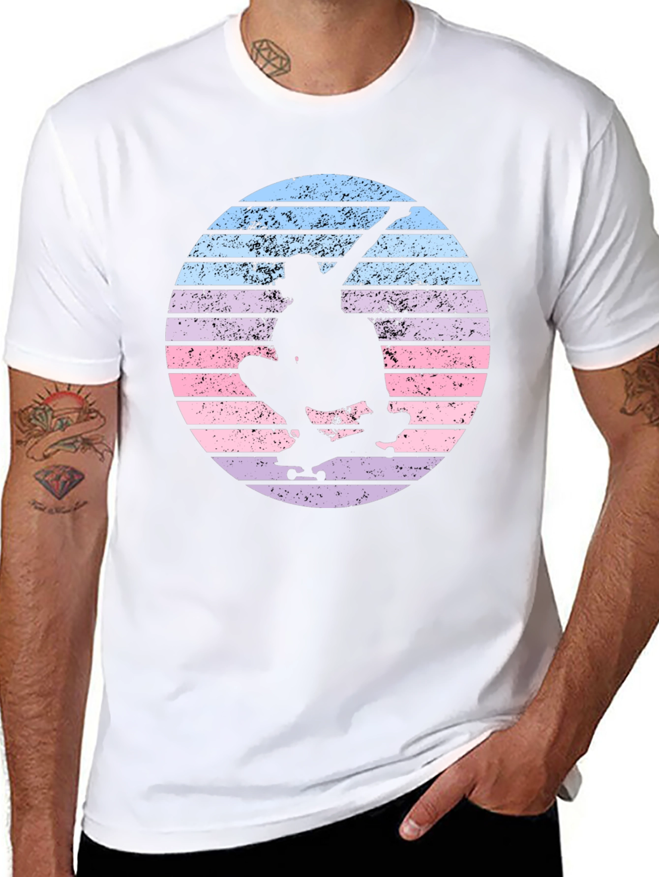 Skateboard Silhouette Tee - Retro Sunset Design