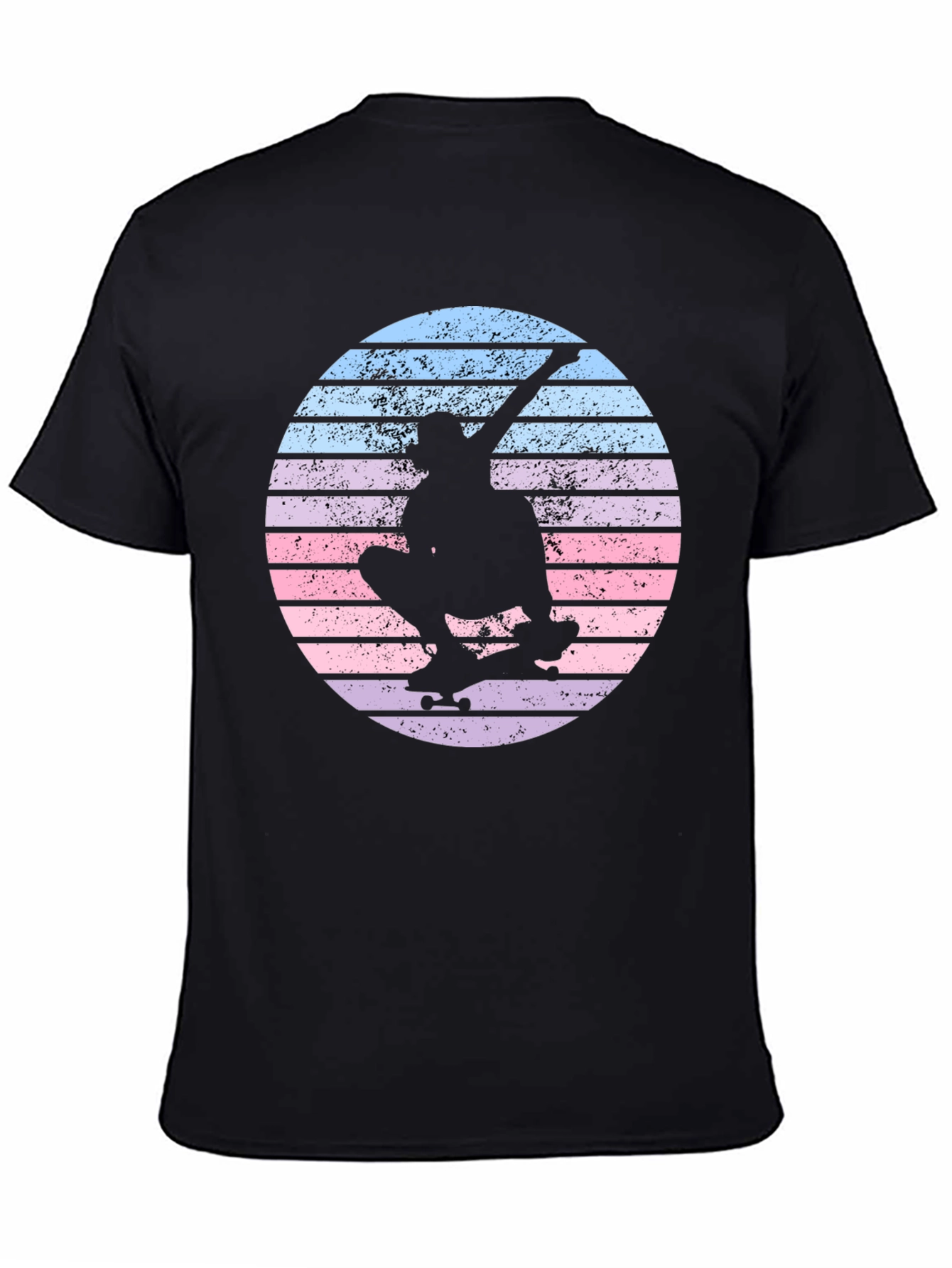 Skateboard Silhouette Tee - Retro Sunset Design