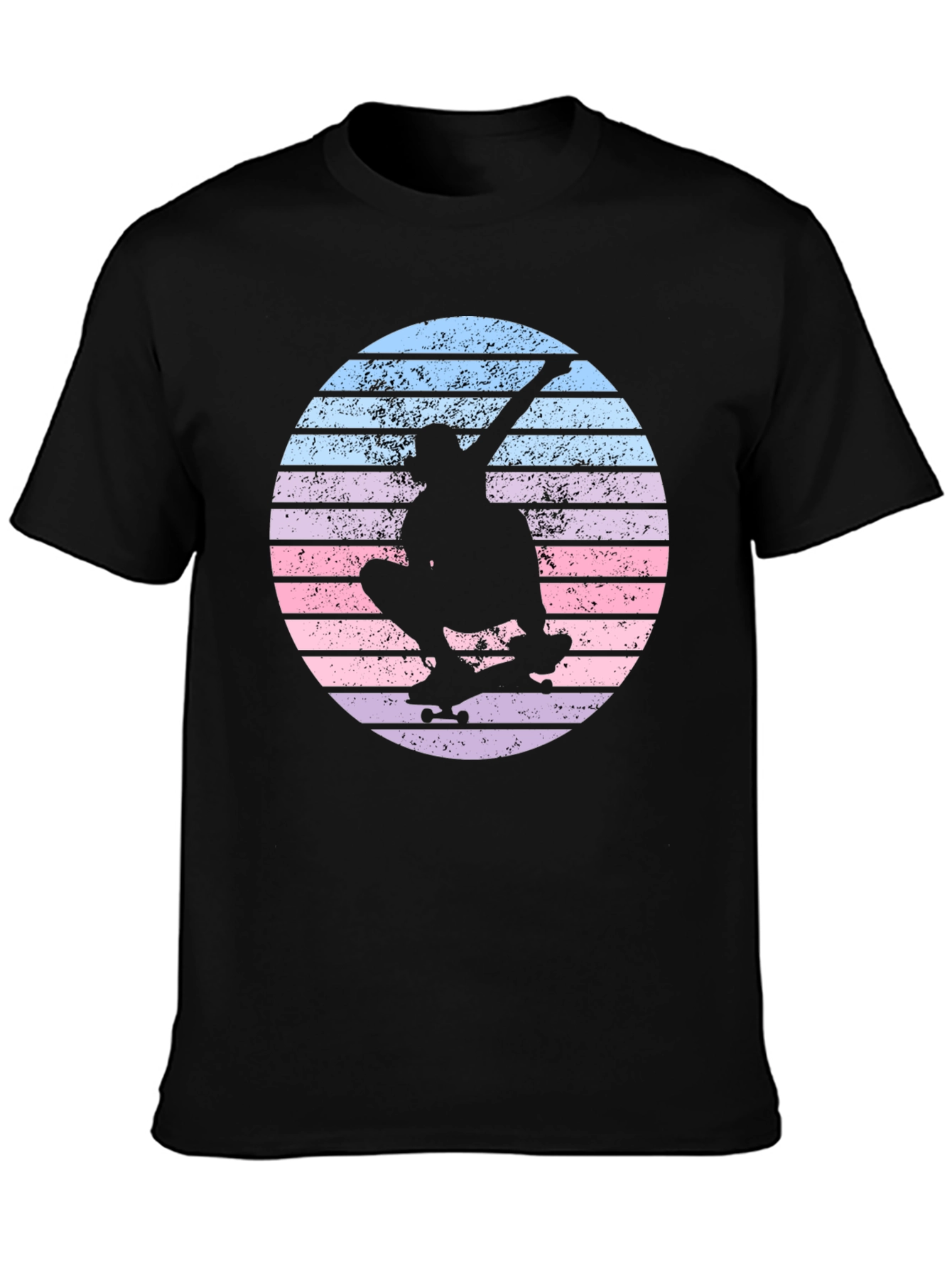 Skateboard Silhouette Tee - Retro Sunset Design