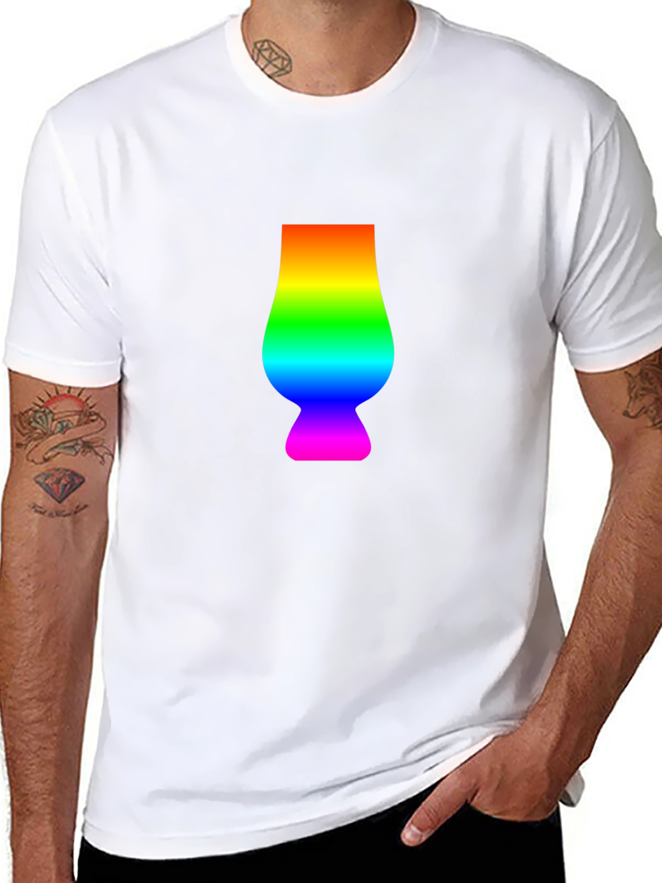 Rainbow Glencairn Glass Black T-Shirt