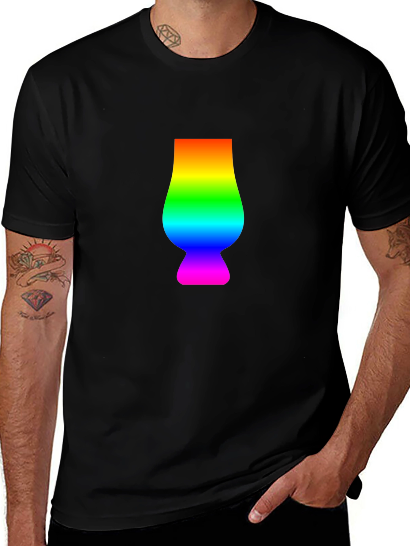 Rainbow Glencairn Glass Black T-Shirt