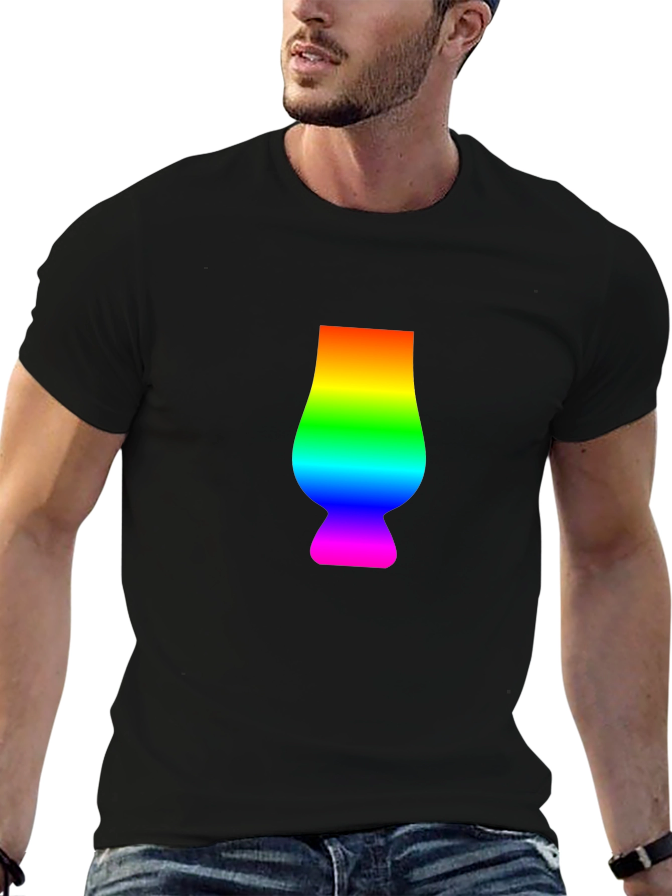 Rainbow Glencairn Glass Black T-Shirt