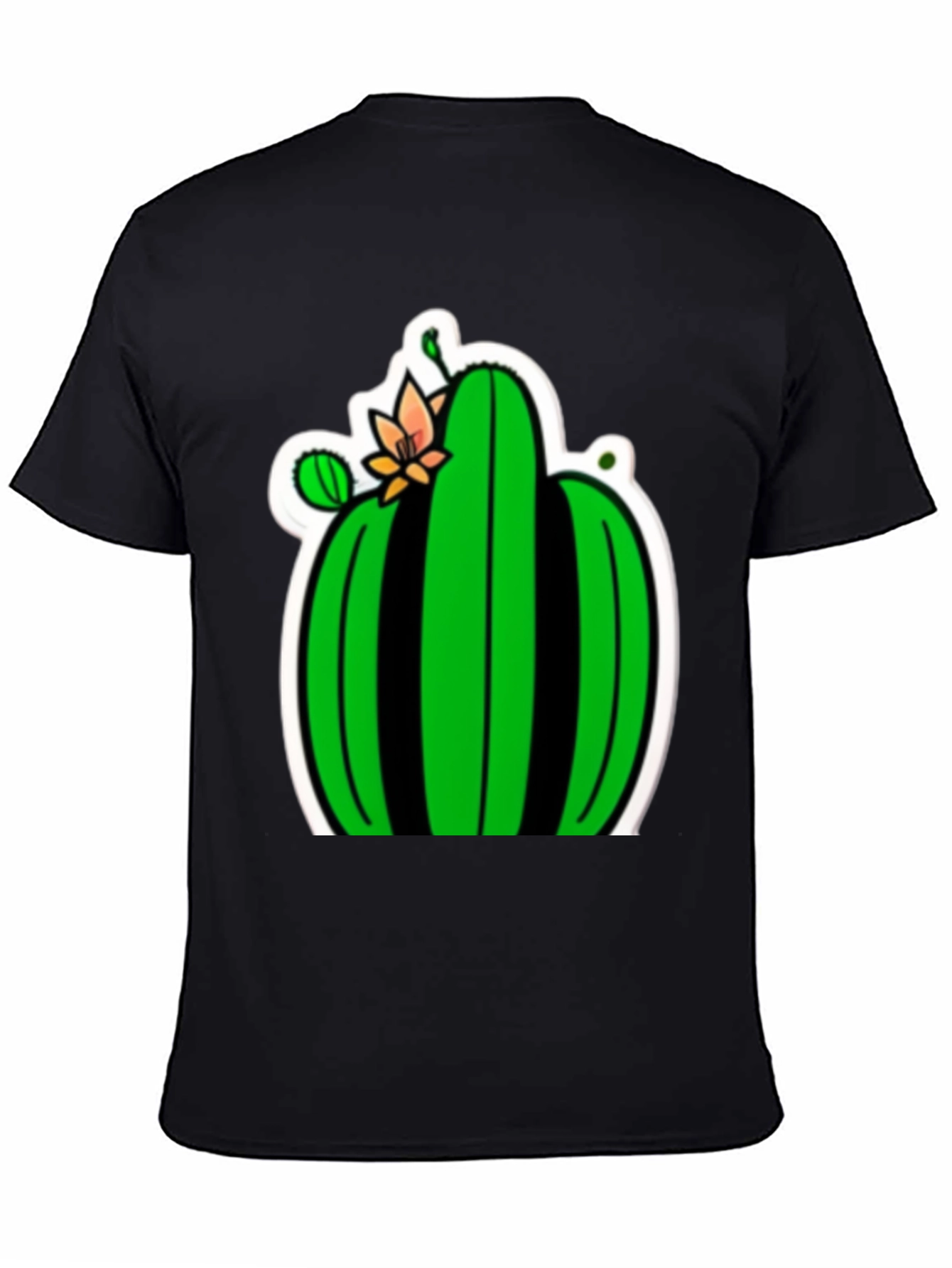 Cactus Flower Graphic Tee - Black Cotton T-Shirt