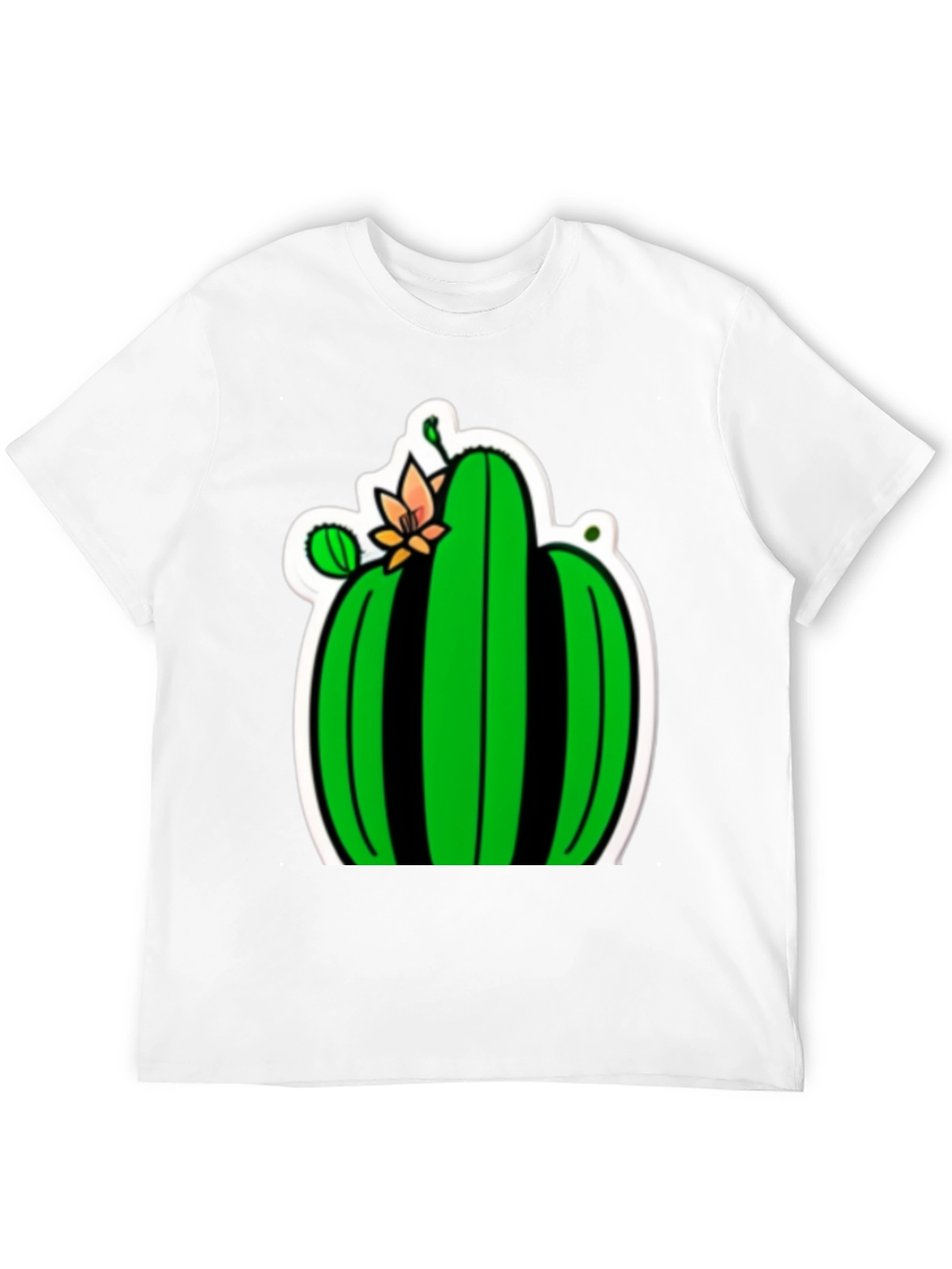 Cactus Flower Graphic Tee - Black Cotton T-Shirt