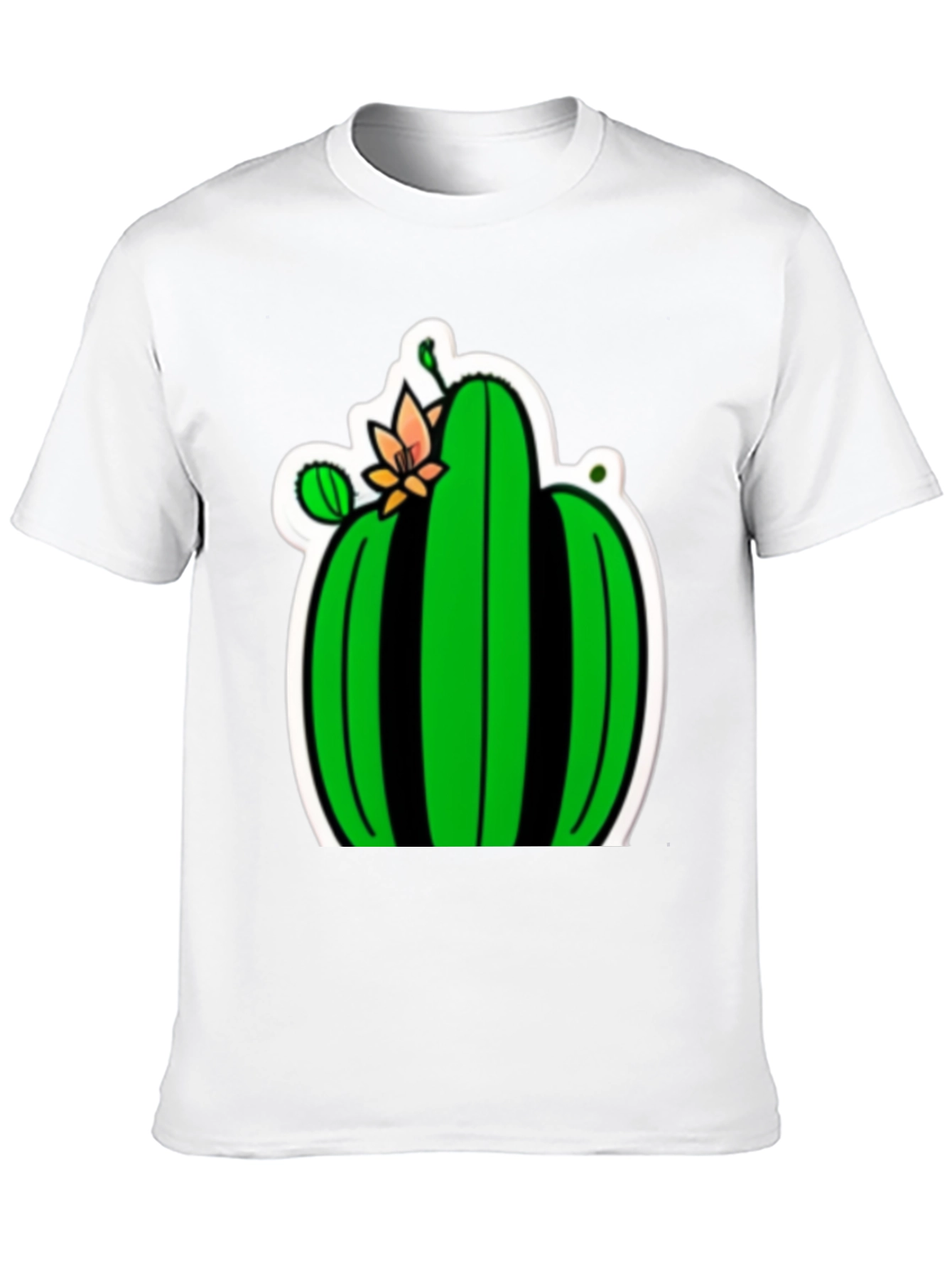 Cactus Flower Graphic Tee - Black Cotton T-Shirt