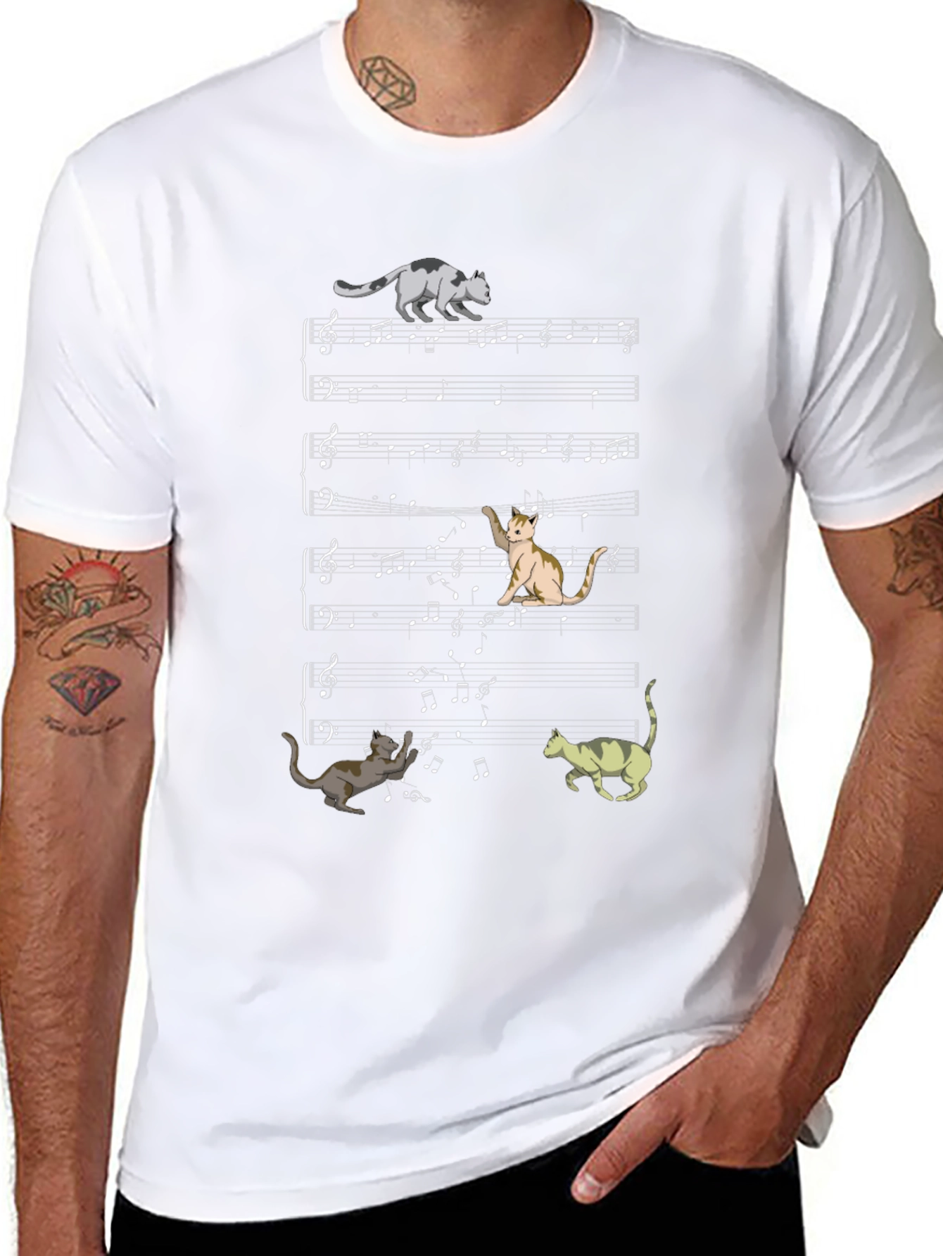 Cat Music Sheet T-Shirt