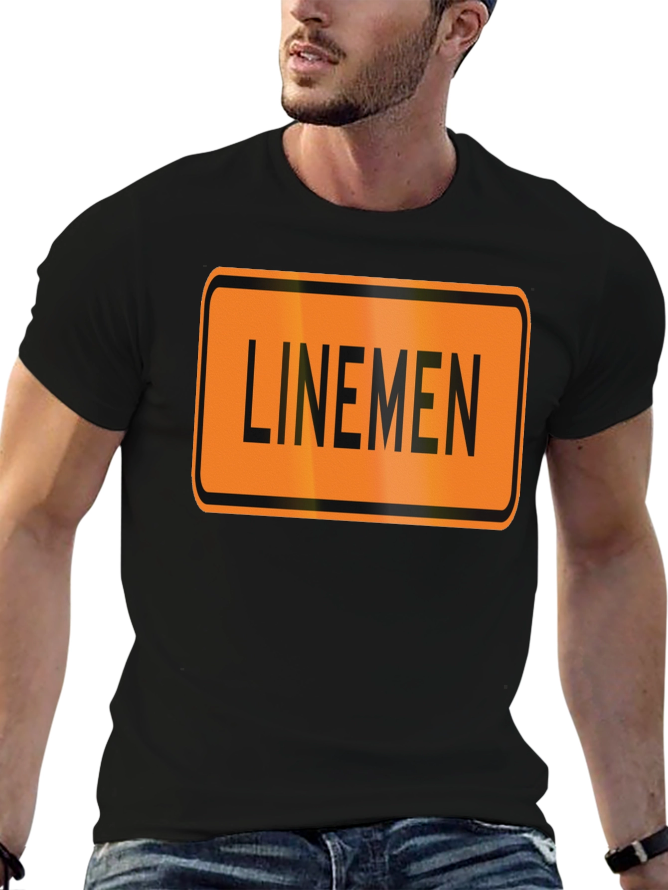 Linemen Sign Black T-Shirt