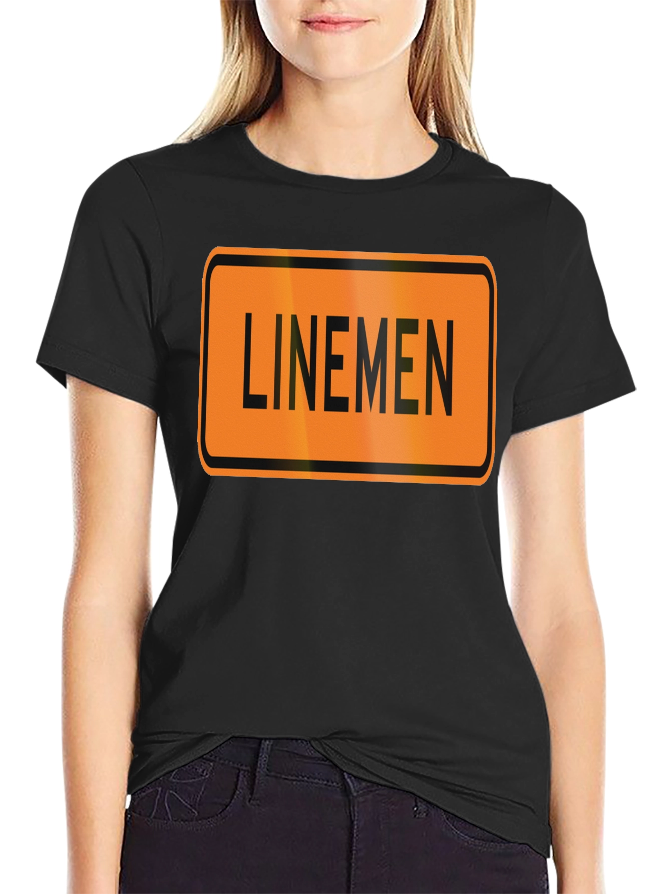 Linemen Sign Black T-Shirt