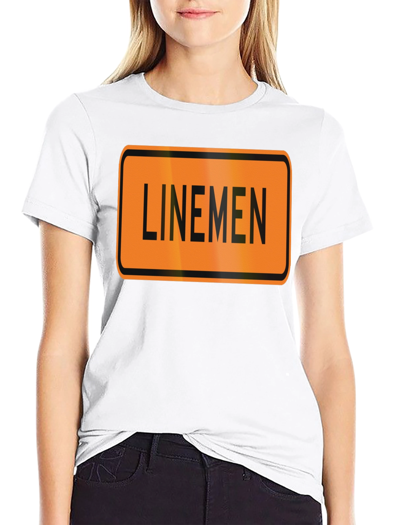 Linemen Sign Black T-Shirt