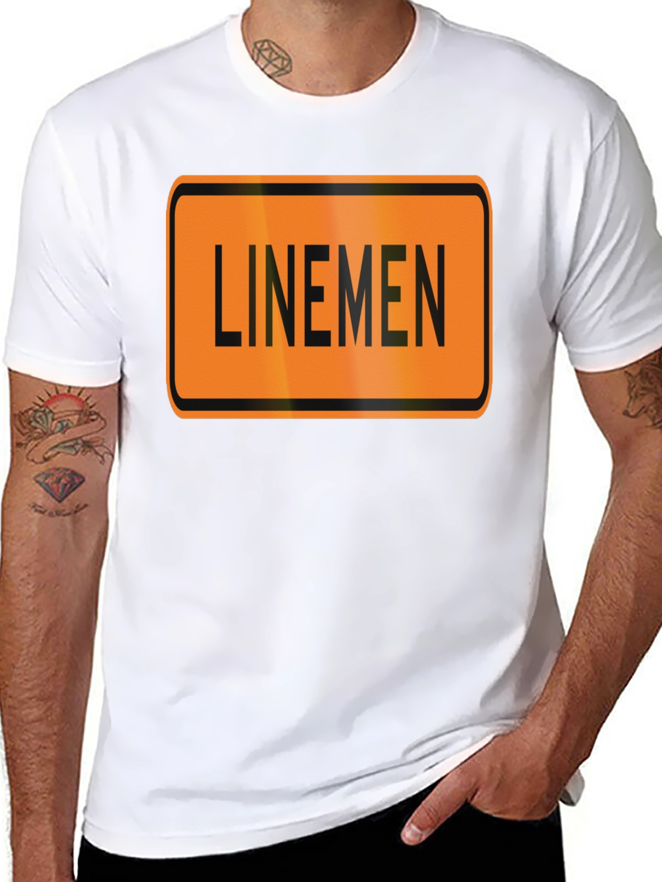 Linemen Sign Black T-Shirt