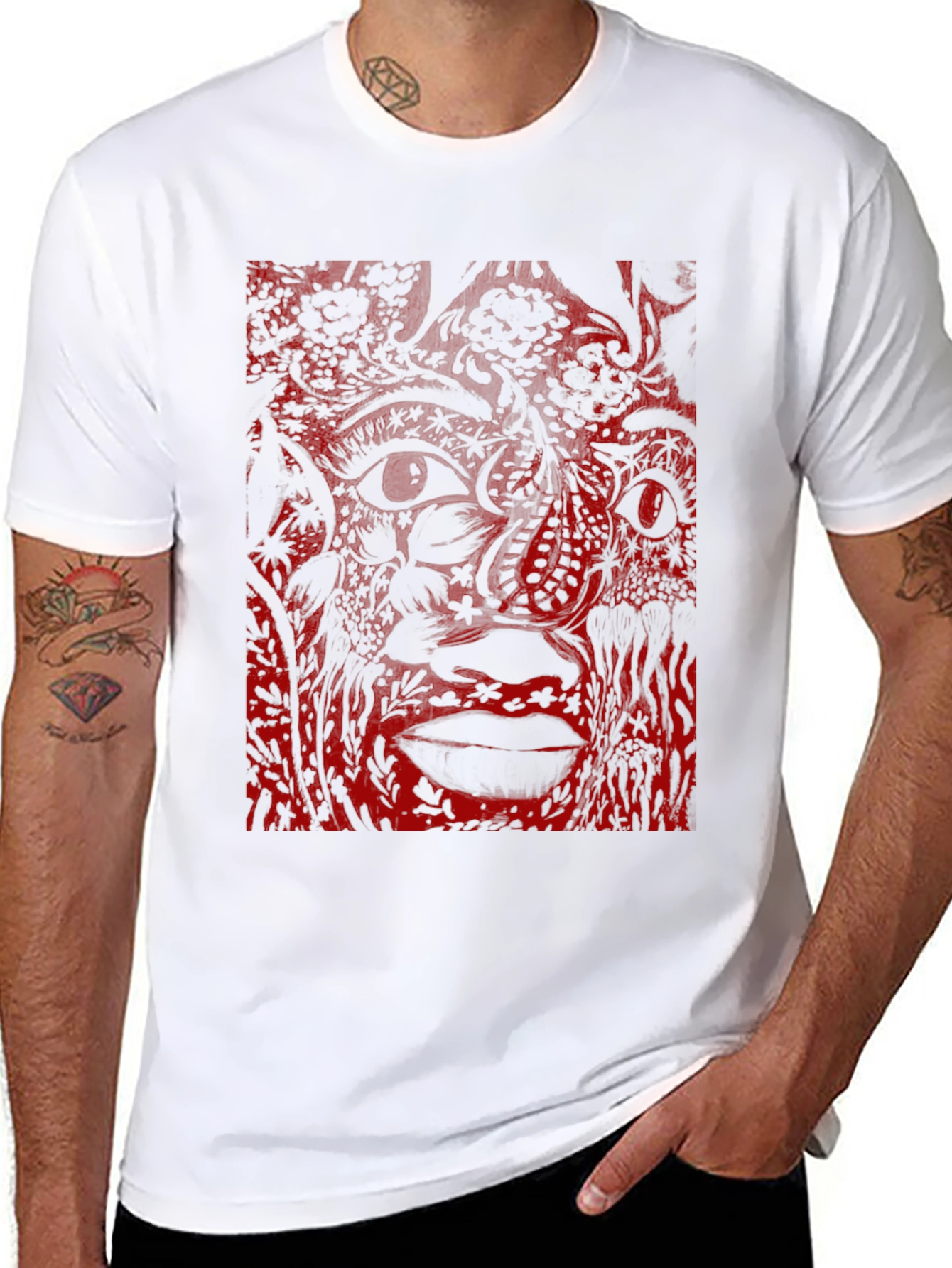 Abstract Face Graphic Black T-Shirt