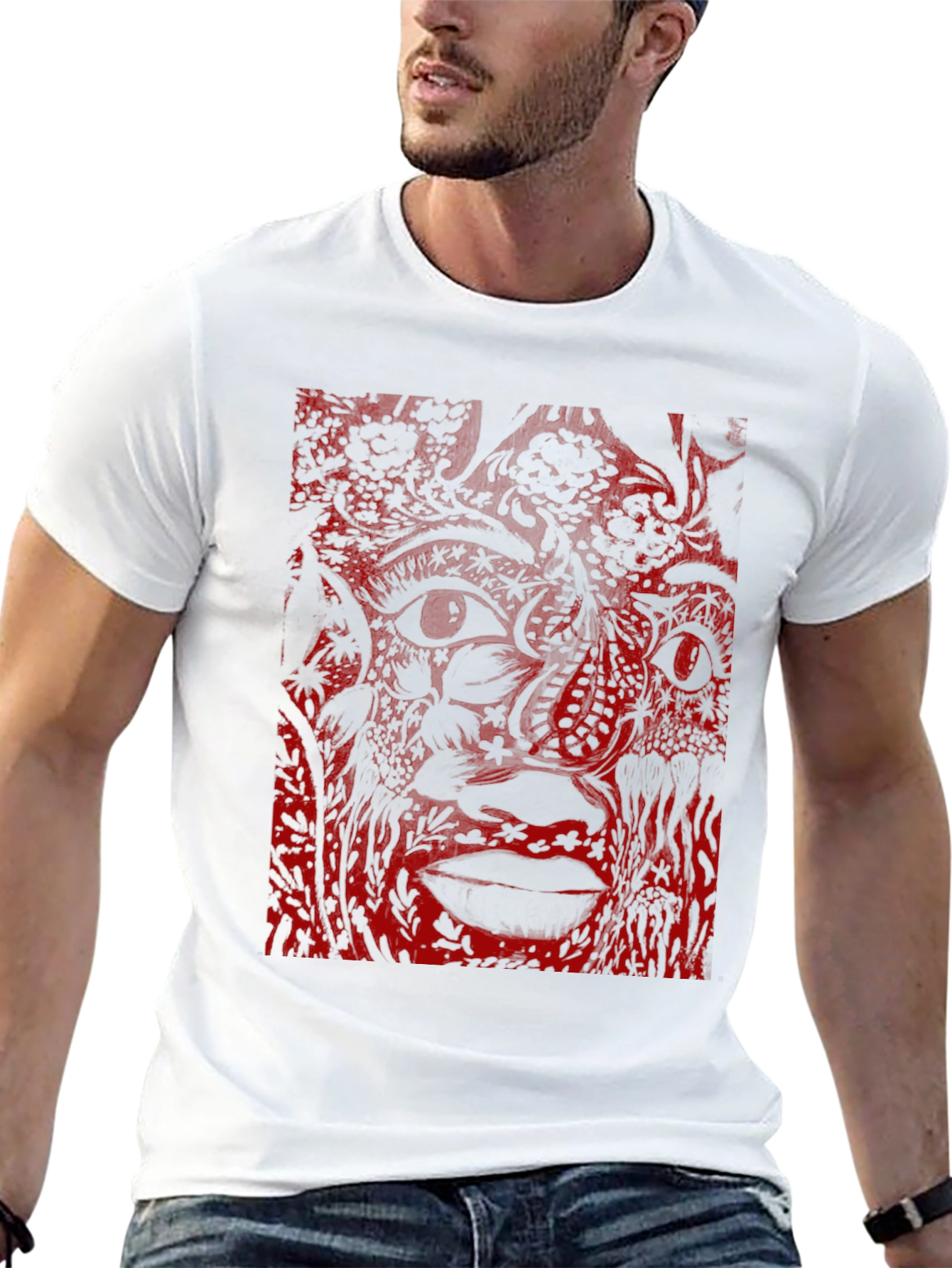 Abstract Face Graphic Black T-Shirt