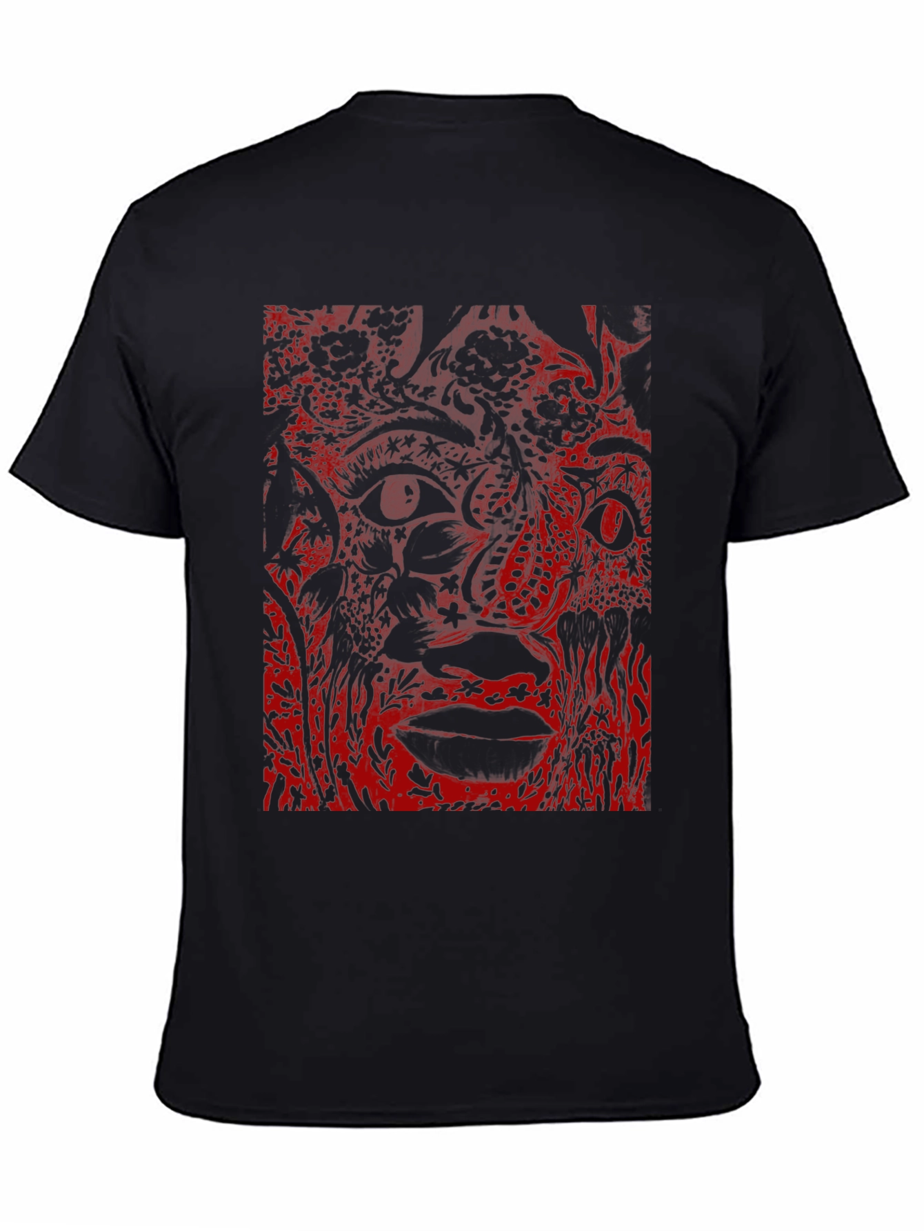 Abstract Face Graphic Black T-Shirt