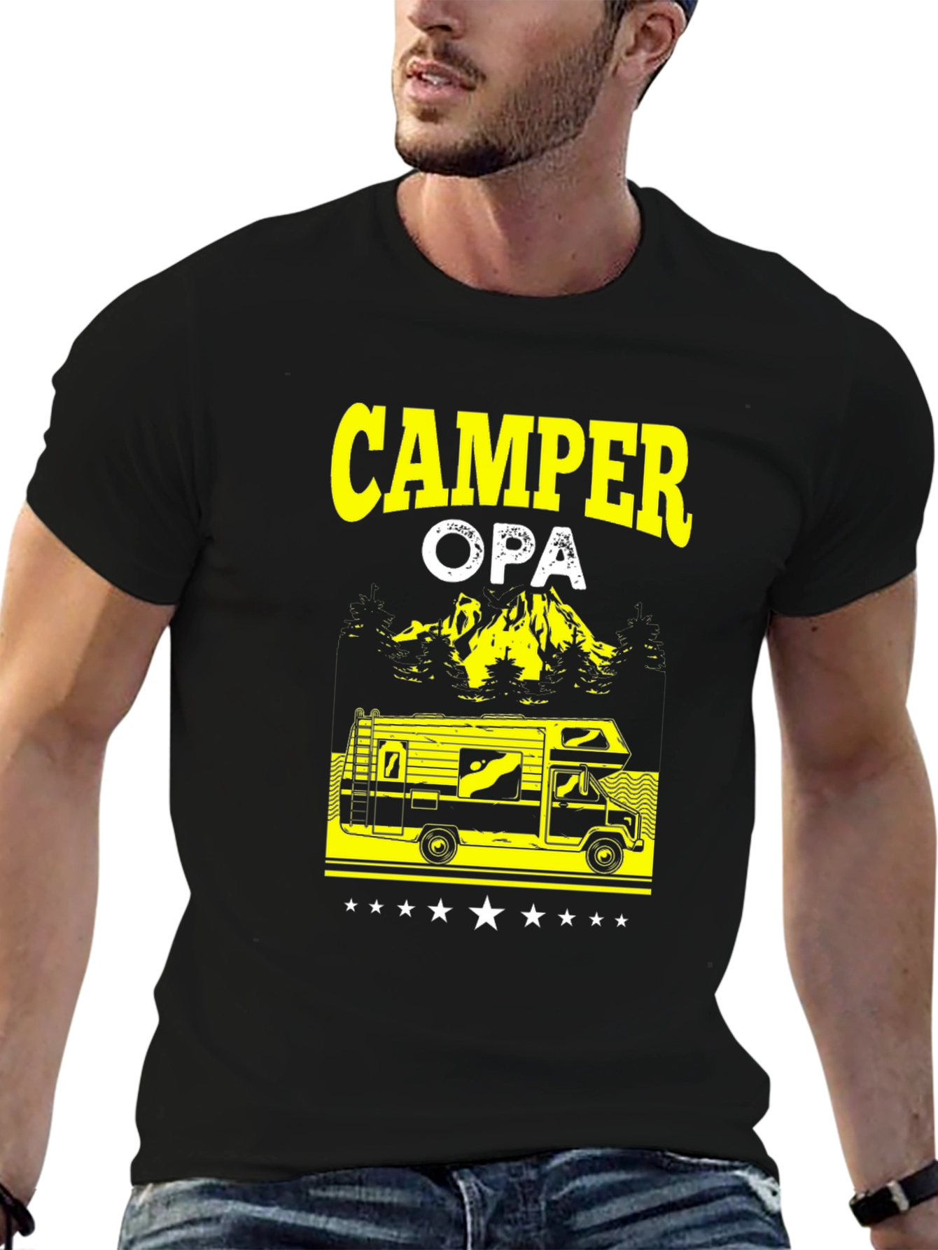Camper Opa Black T-Shirt - RV Camping Grandfather Gift