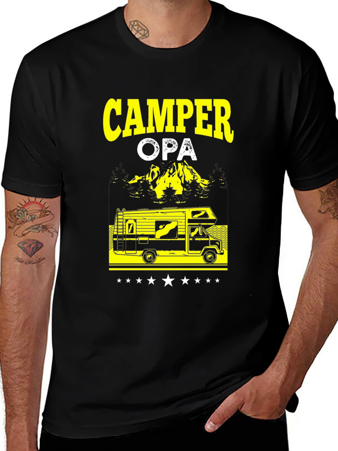 Camper Opa Black T-Shirt - RV Camping Grandfather Gift