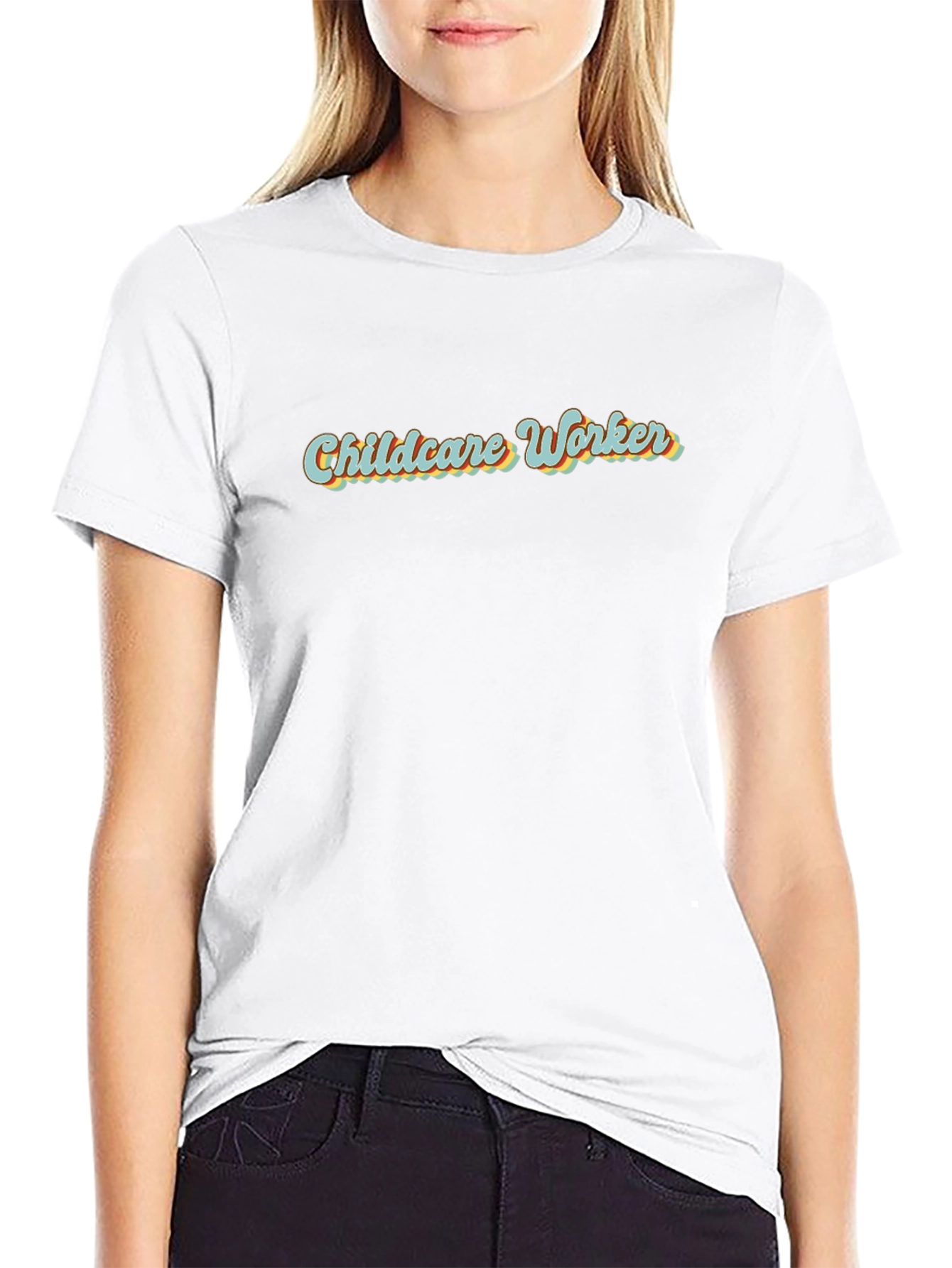 Childcare Worker Retro Style Black T-Shirt