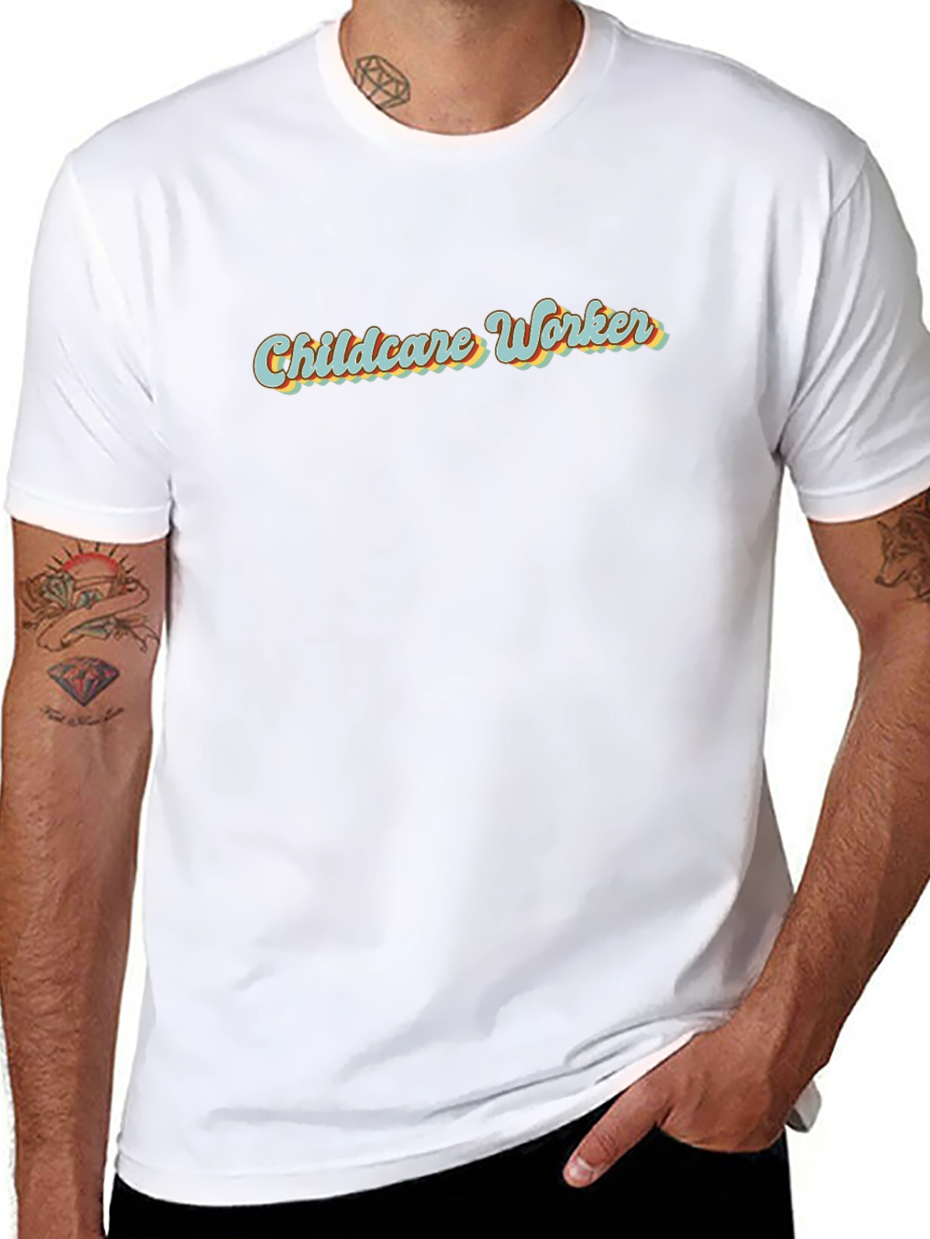 Childcare Worker Retro Style Black T-Shirt