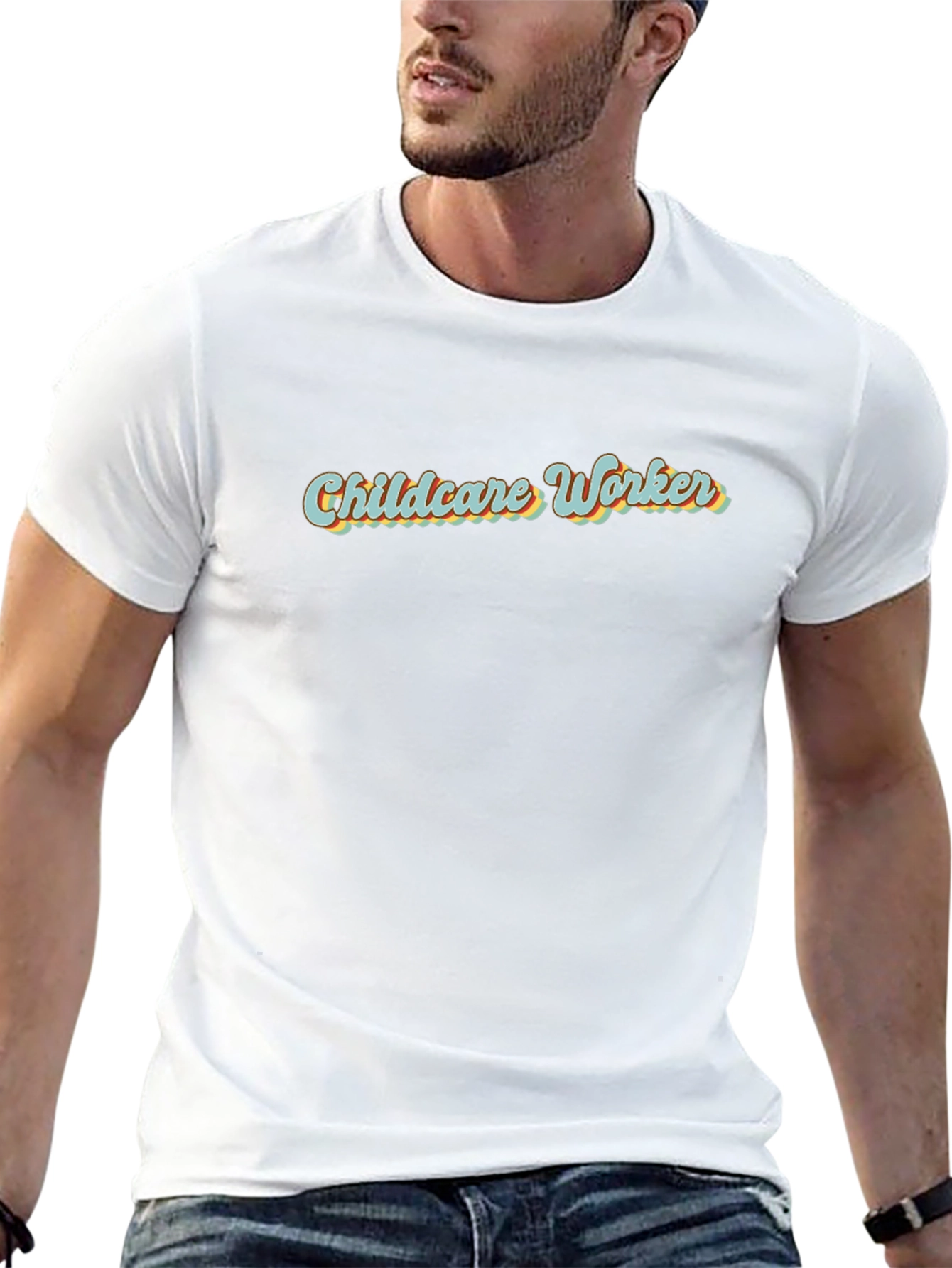 Childcare Worker Retro Style Black T-Shirt