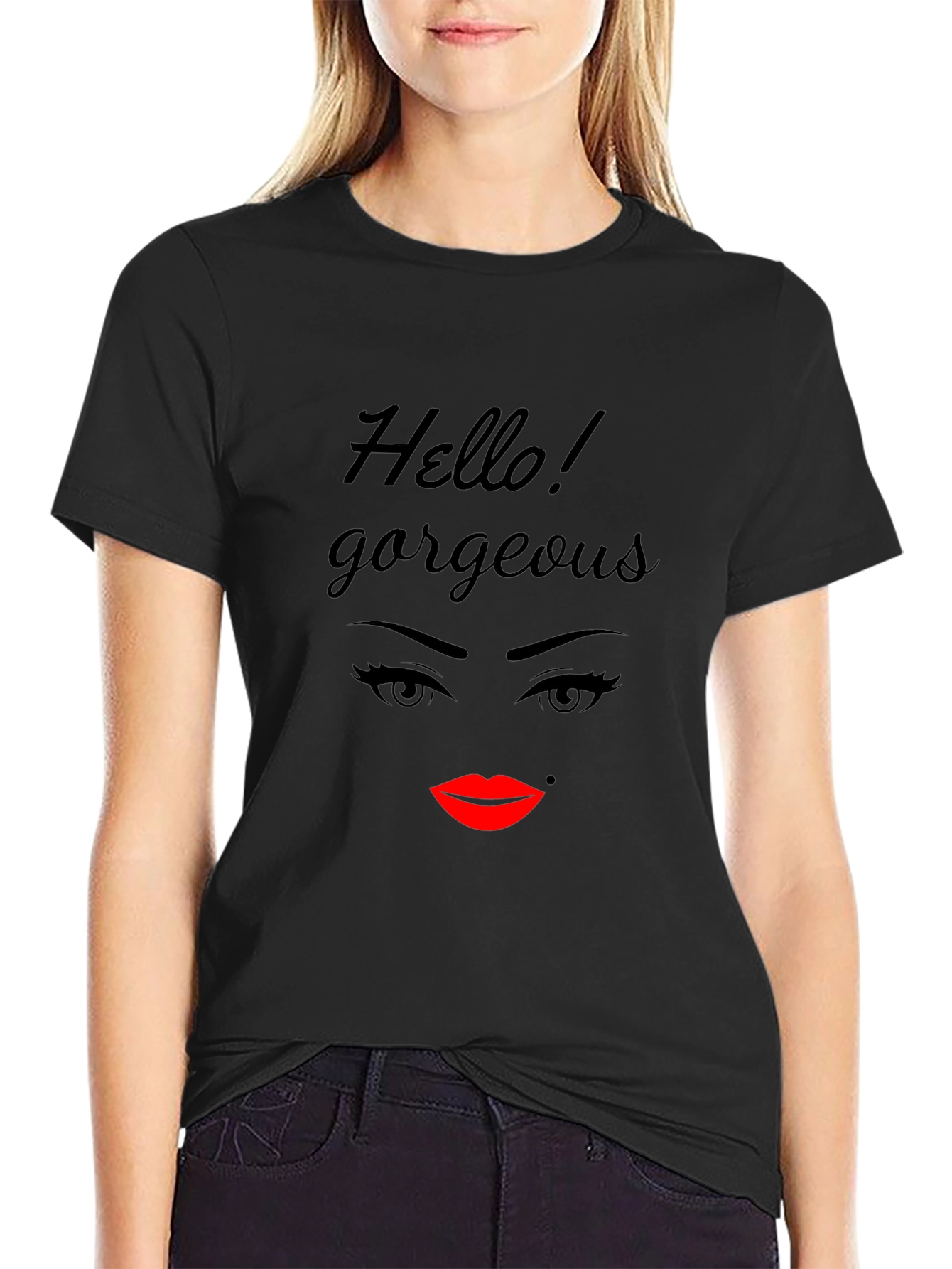 Hello Gorgeous Graphic T-Shirt - Black