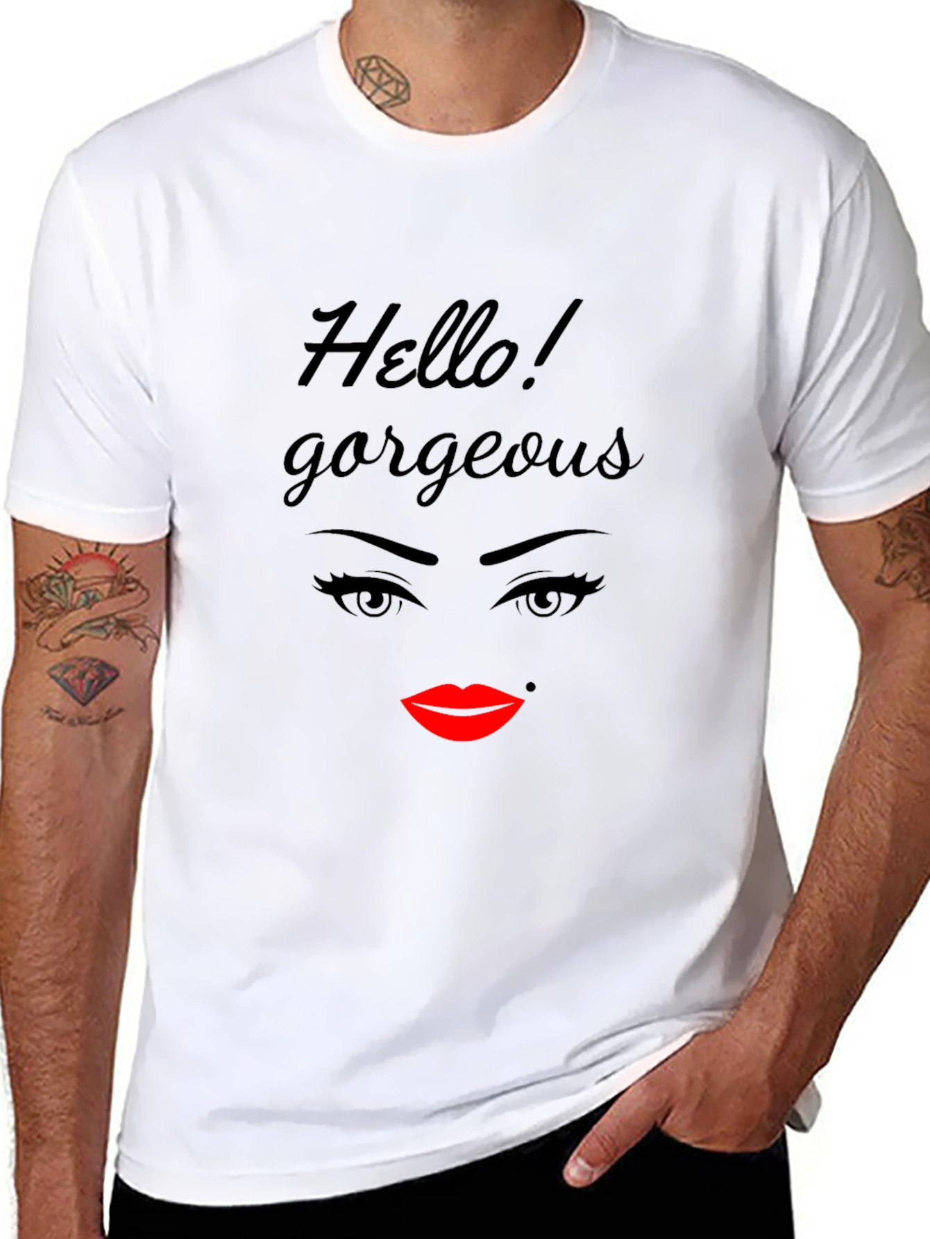 Hello Gorgeous Graphic T-Shirt - Black