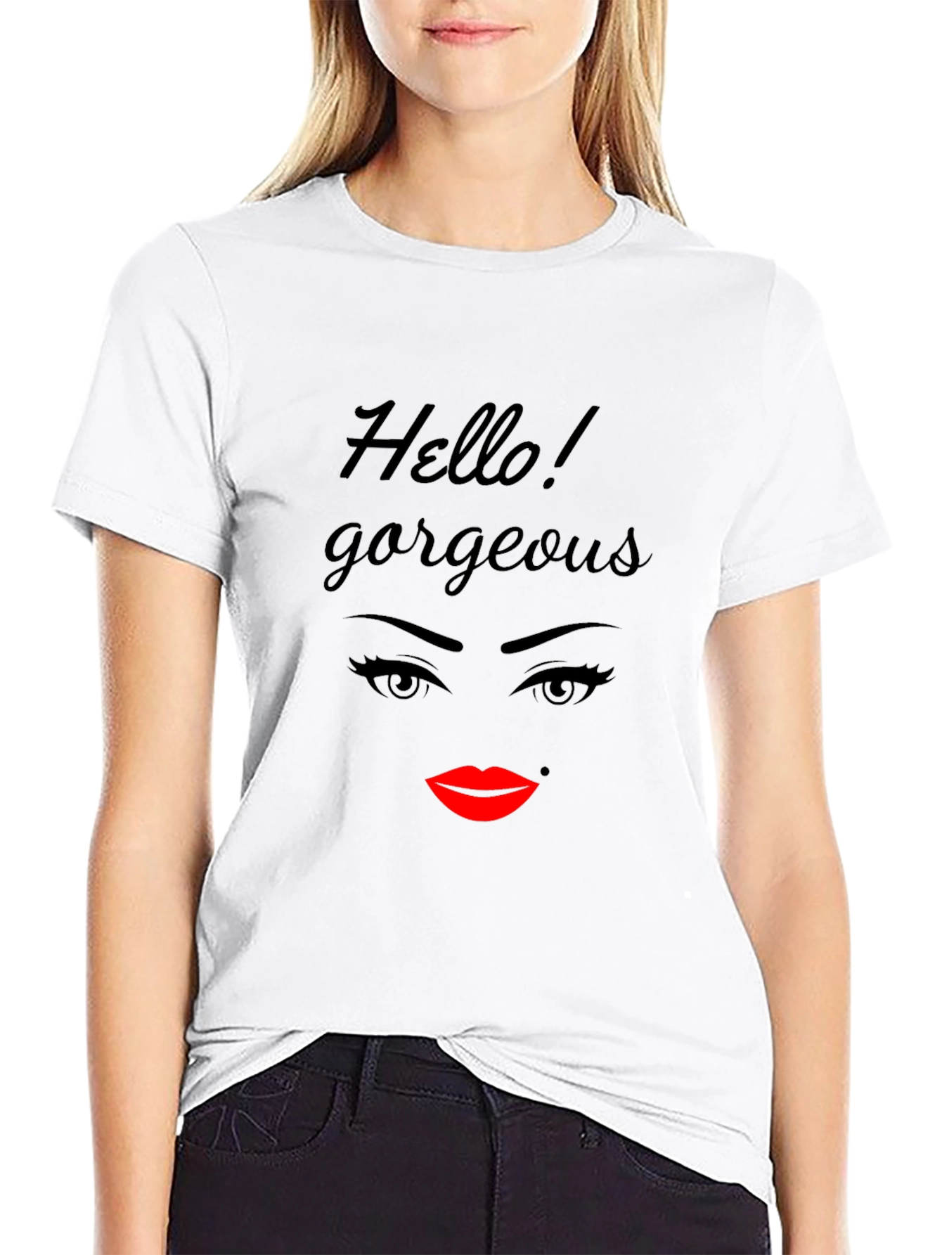 Hello Gorgeous Graphic T-Shirt - Black