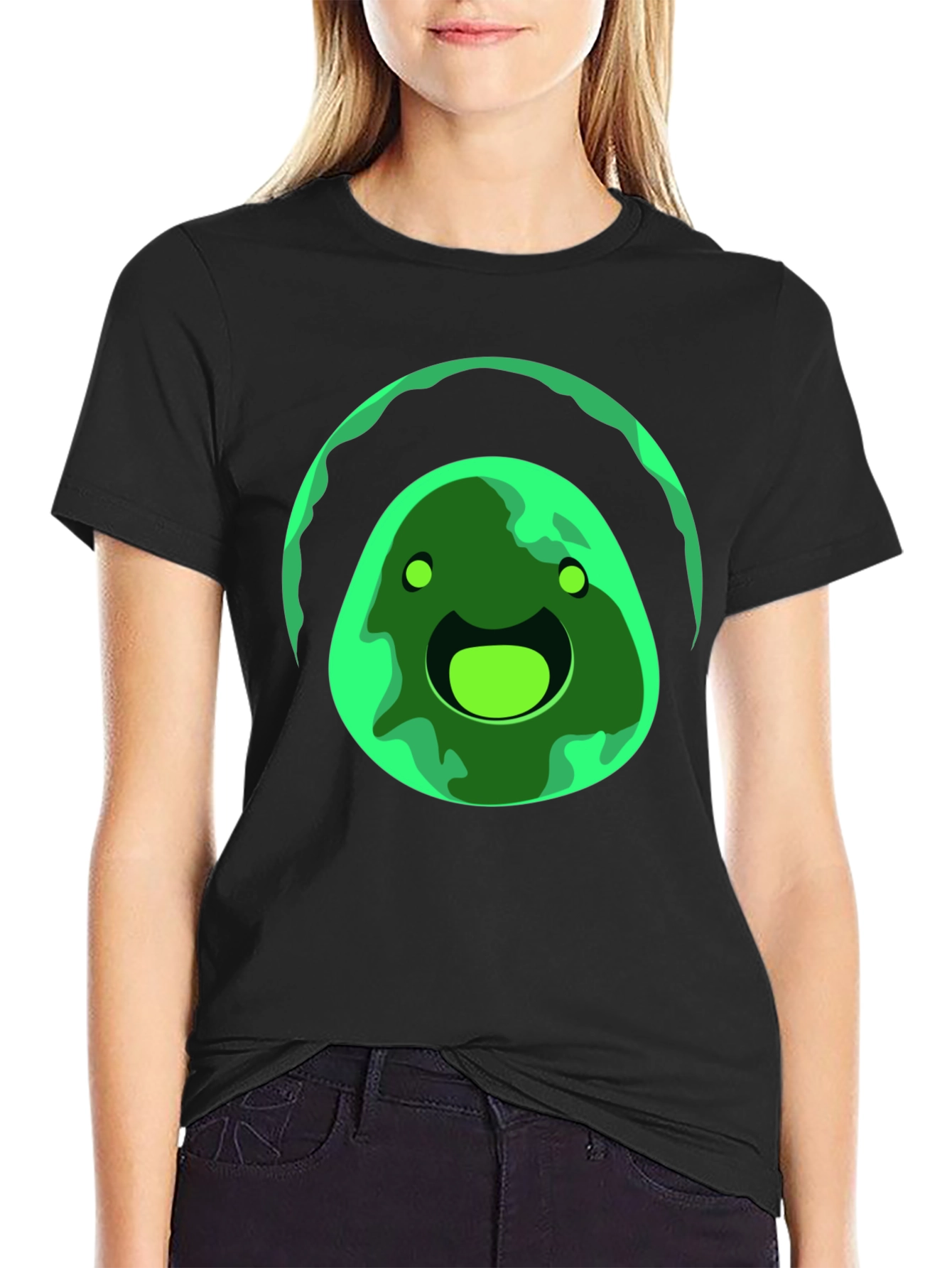 Green Slime Graphic Black T-Shirt
