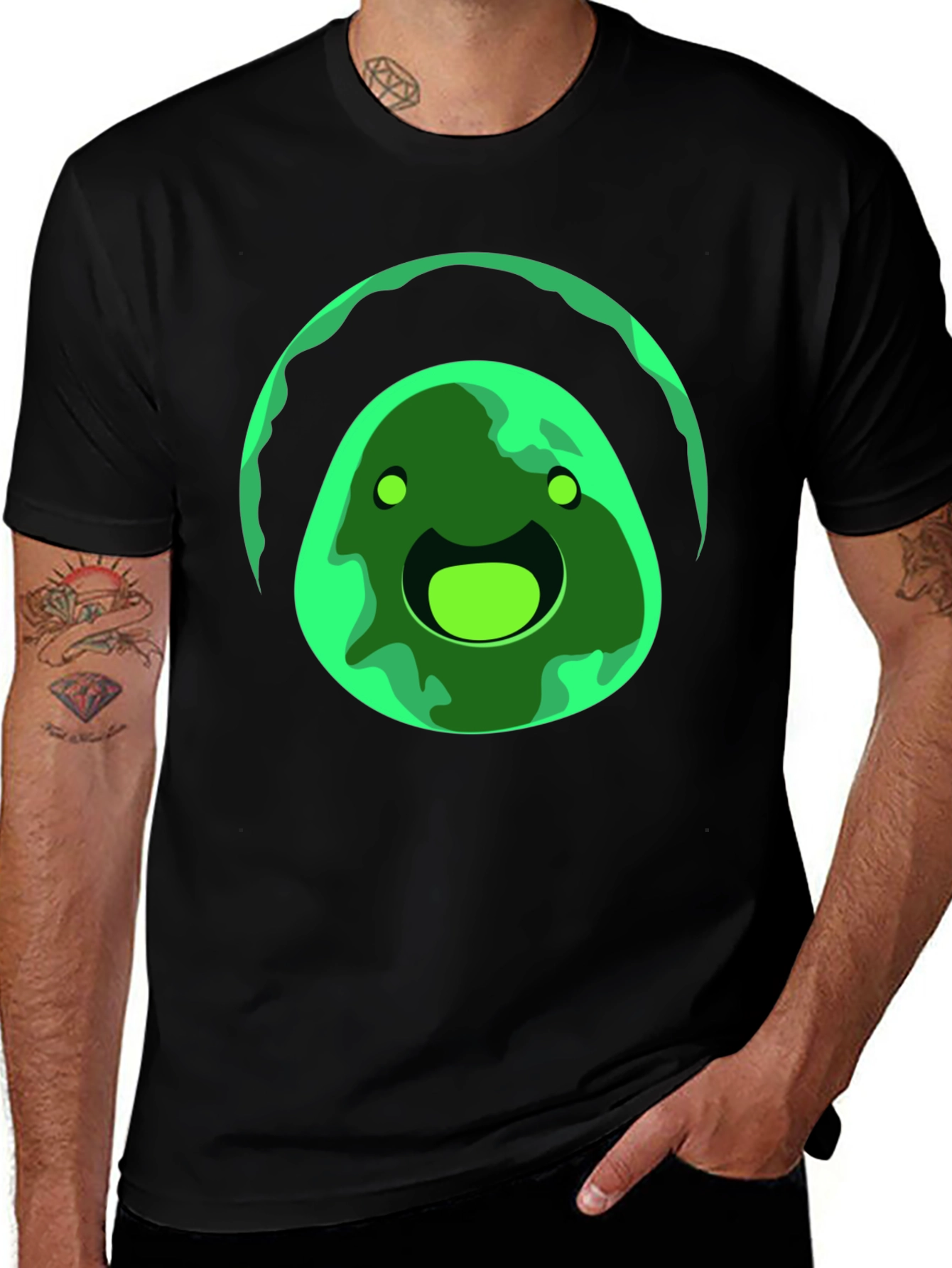 Green Slime Graphic Black T-Shirt