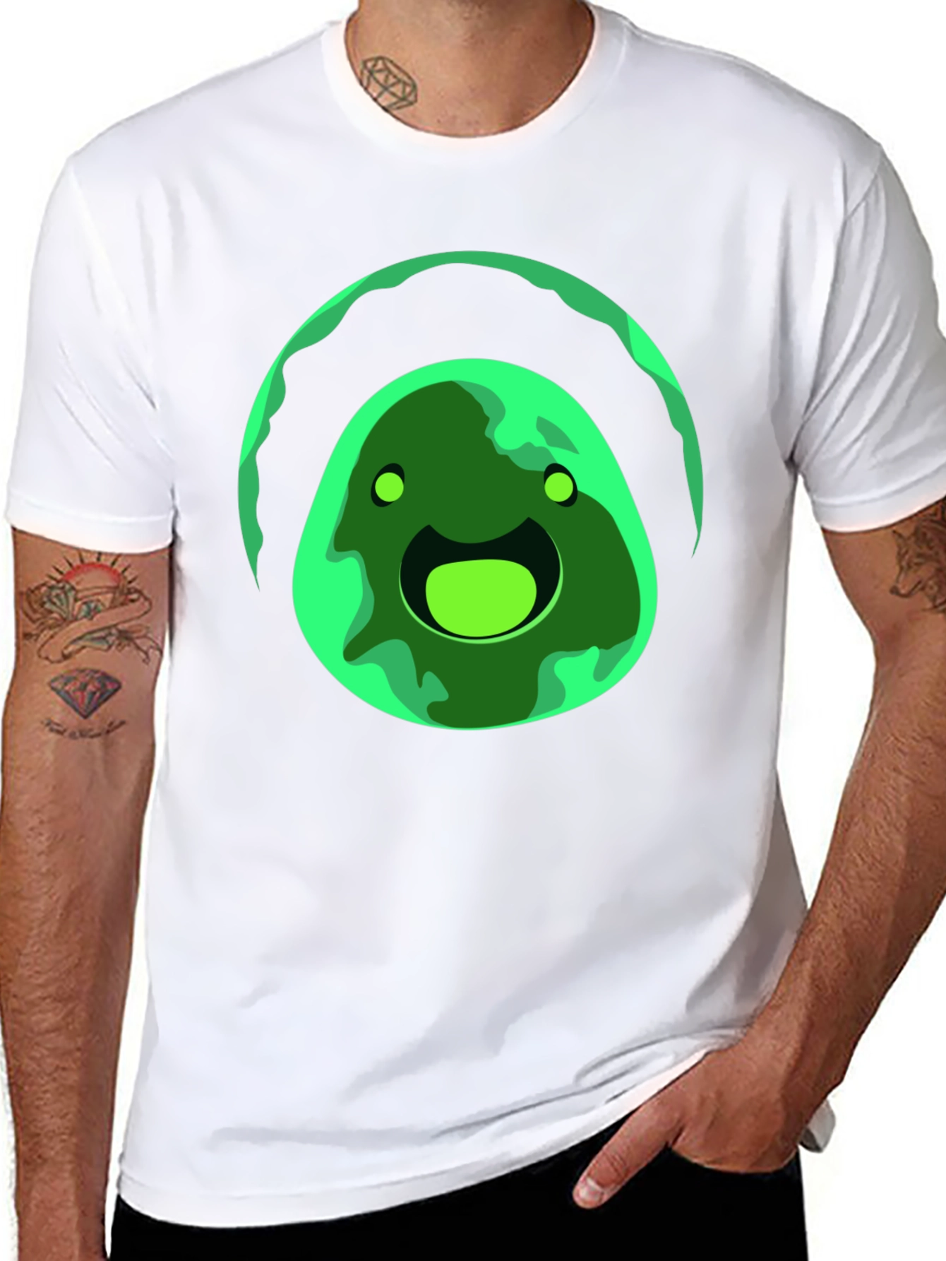 Green Slime Graphic Black T-Shirt