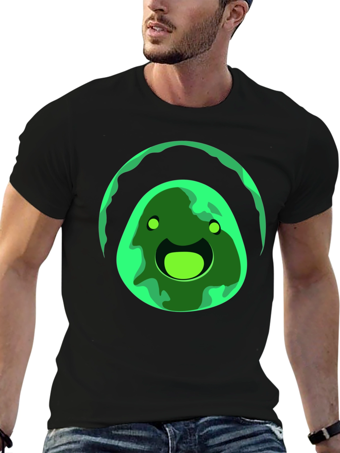 Green Slime Graphic Black T-Shirt
