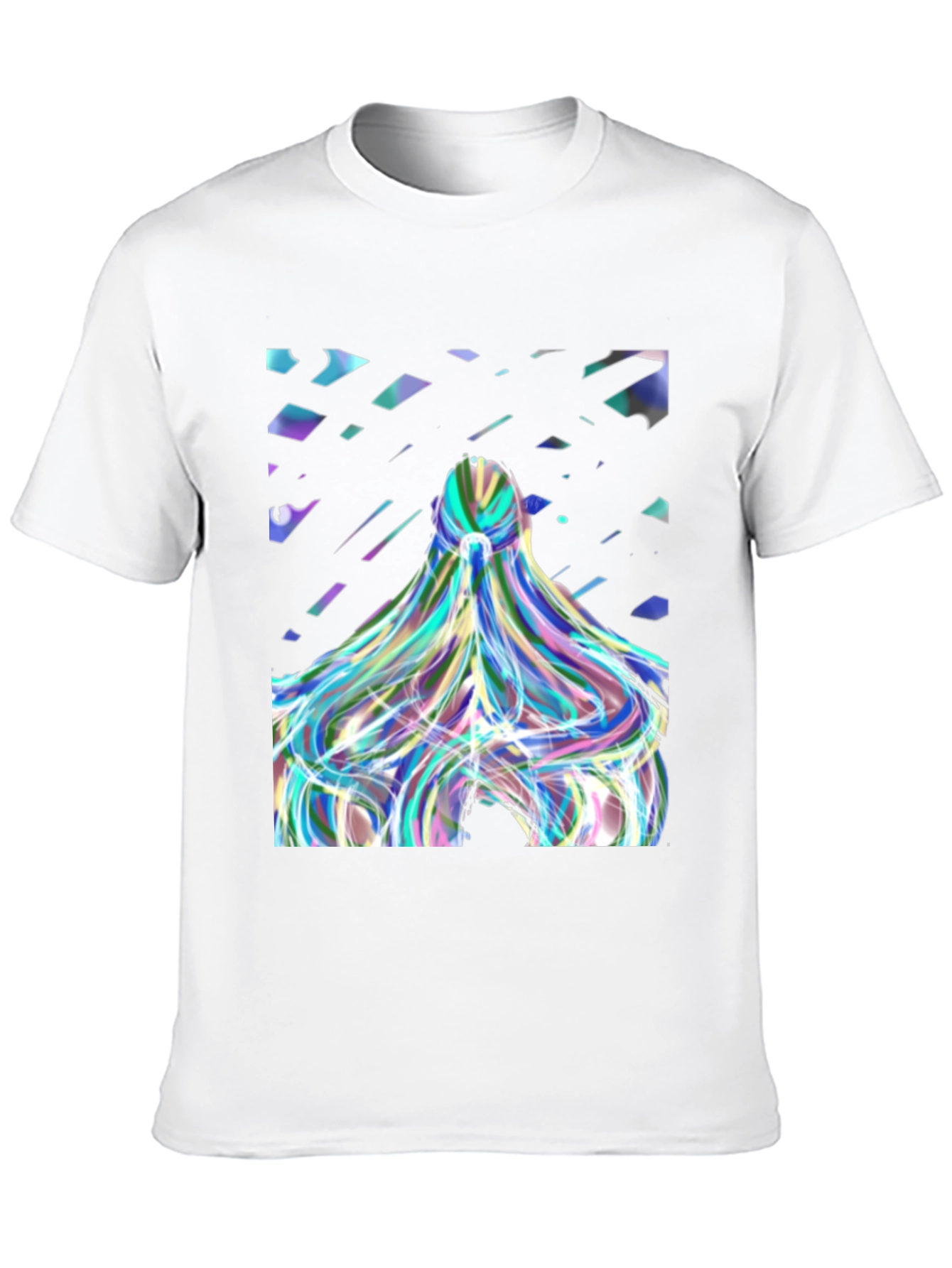 Abstract Prism Hair Graphic Black T-Shirt