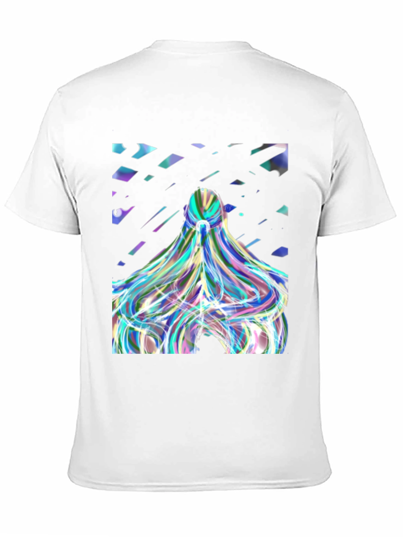 Abstract Prism Hair Graphic Black T-Shirt