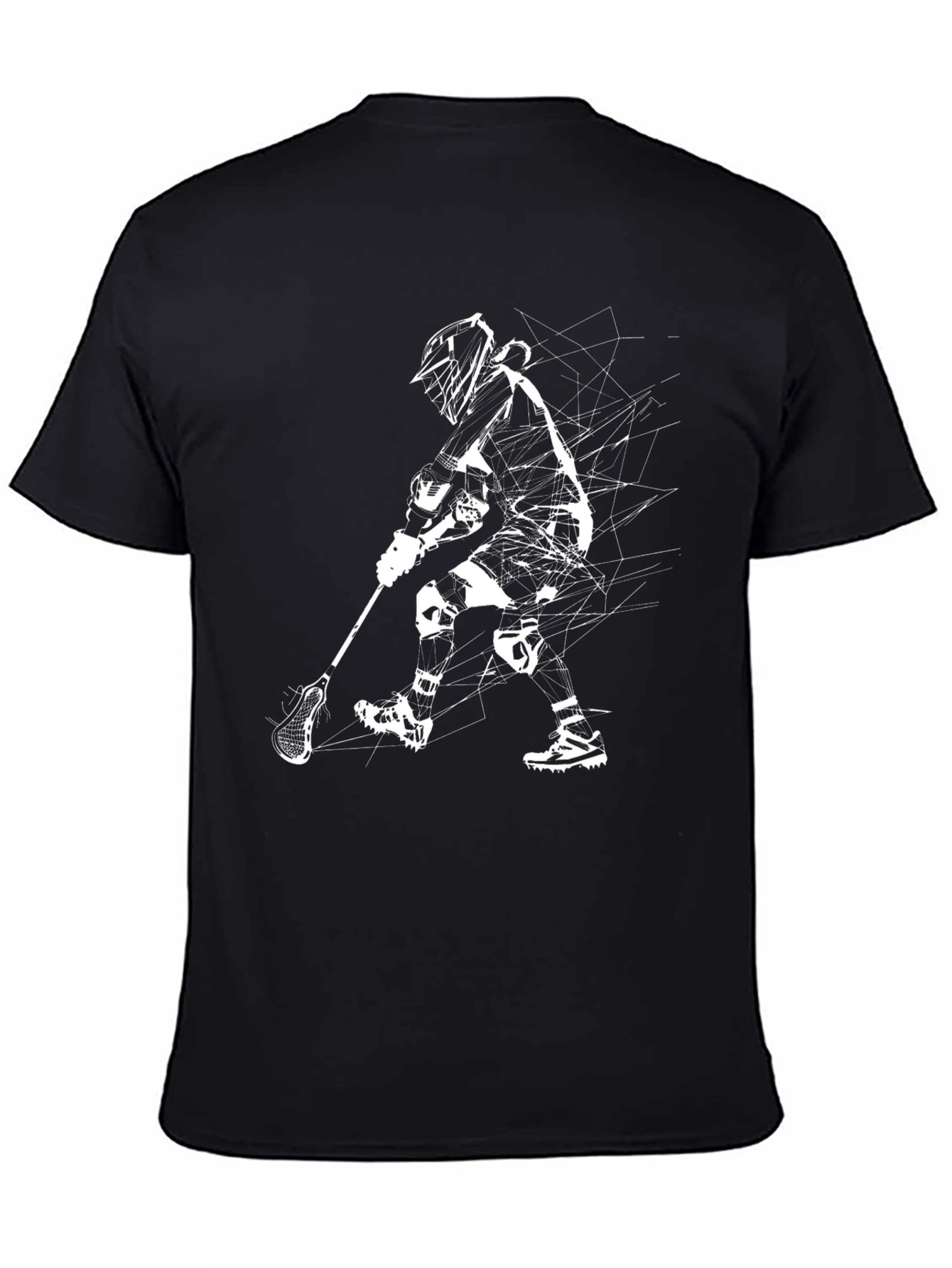 Lacrosse Player Graphic Tee - Black Cotton Blend Shirt