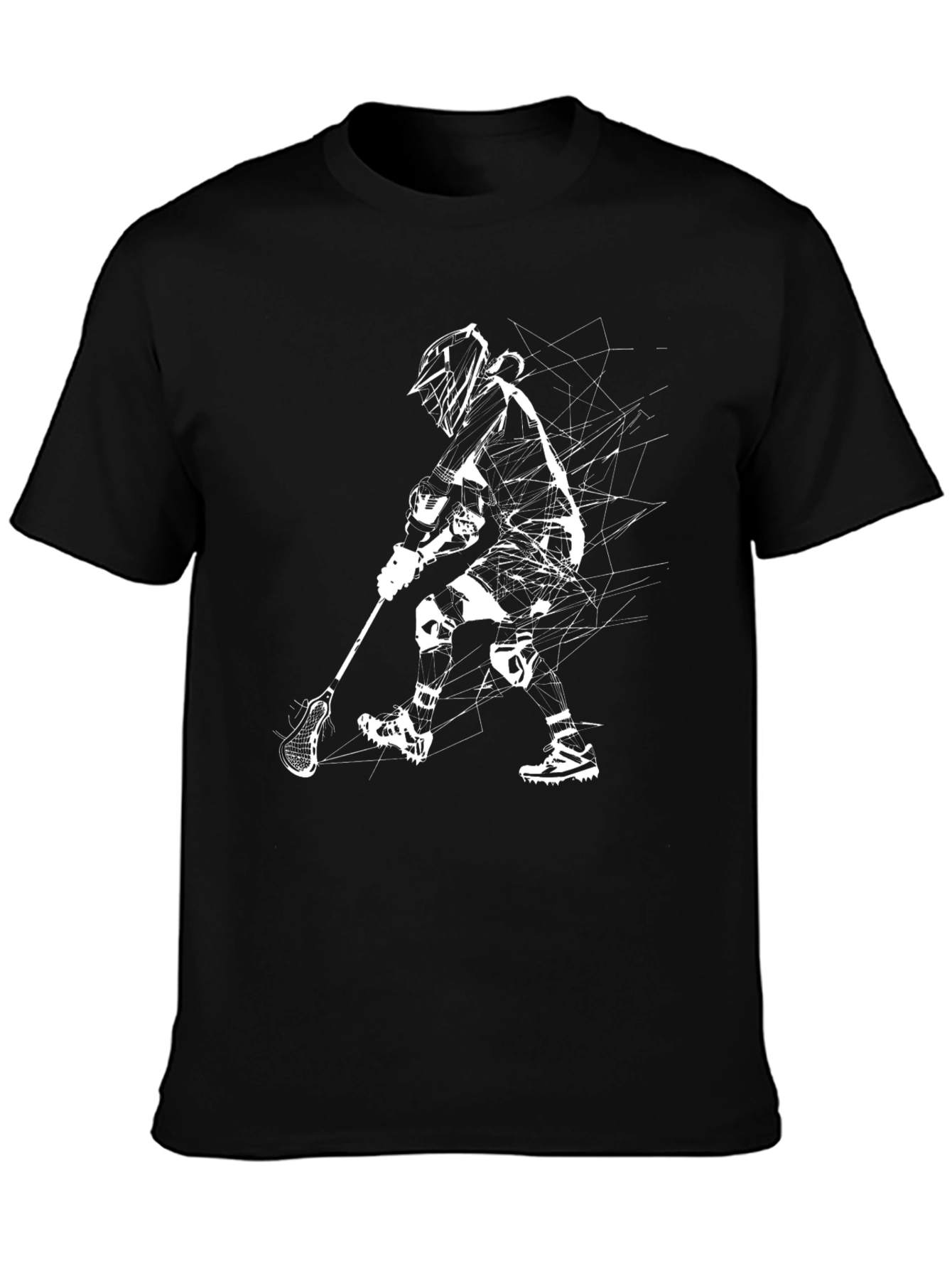 Lacrosse Player Graphic Tee - Black Cotton Blend Shirt
