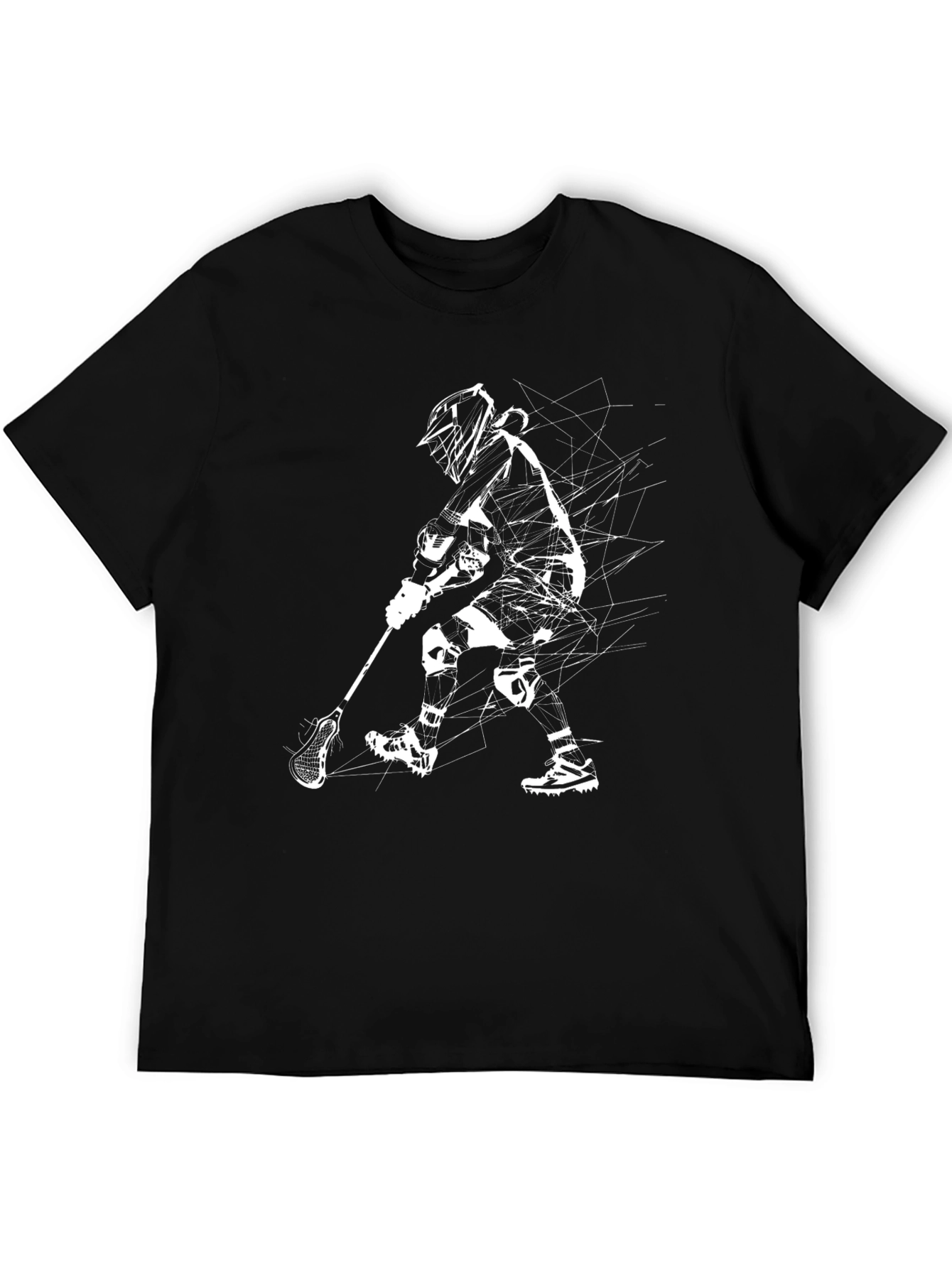 Lacrosse Player Graphic Tee - Black Cotton Blend Shirt