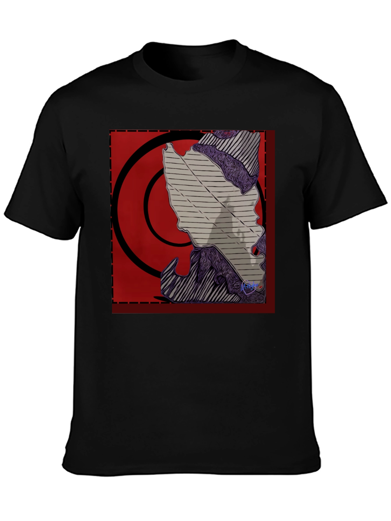 Graphic Print Black T-Shirt - Abstract Design